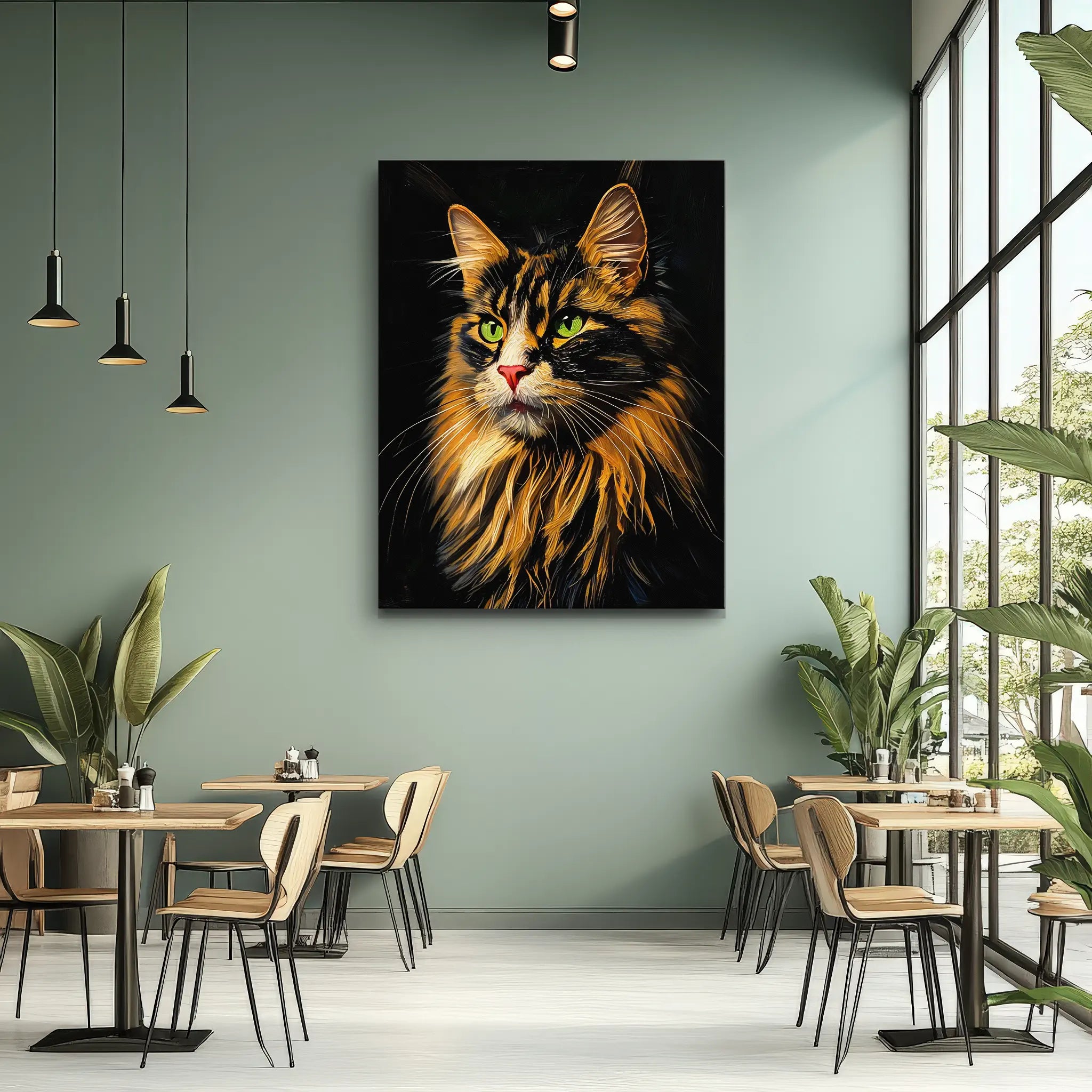 Expressive Calico Cat, fluffy Giclée Print 456022 Visual Wall Art AR3:4V-AR4:5V Giclée Print