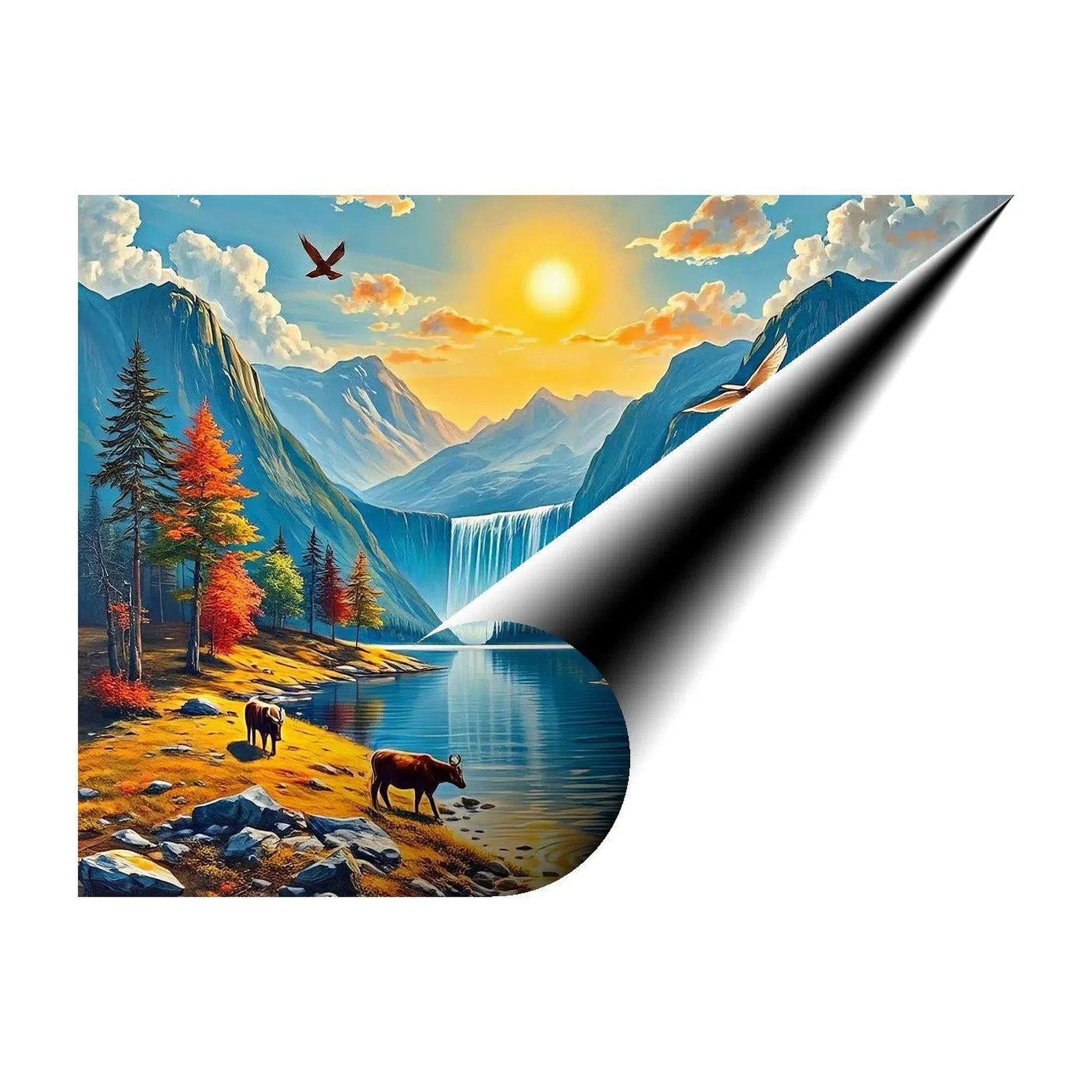 Cattles Grazing Peacefully Nature Art Print-43744 Visual Wall Art