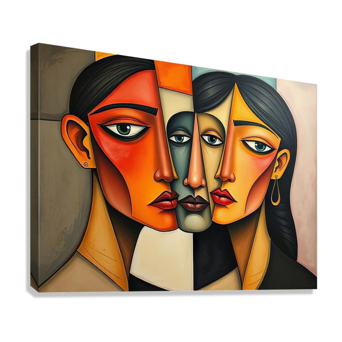 Faces, Abstract Art Print 43628 Giclée Stretched Canvas Print Visual Wall Art