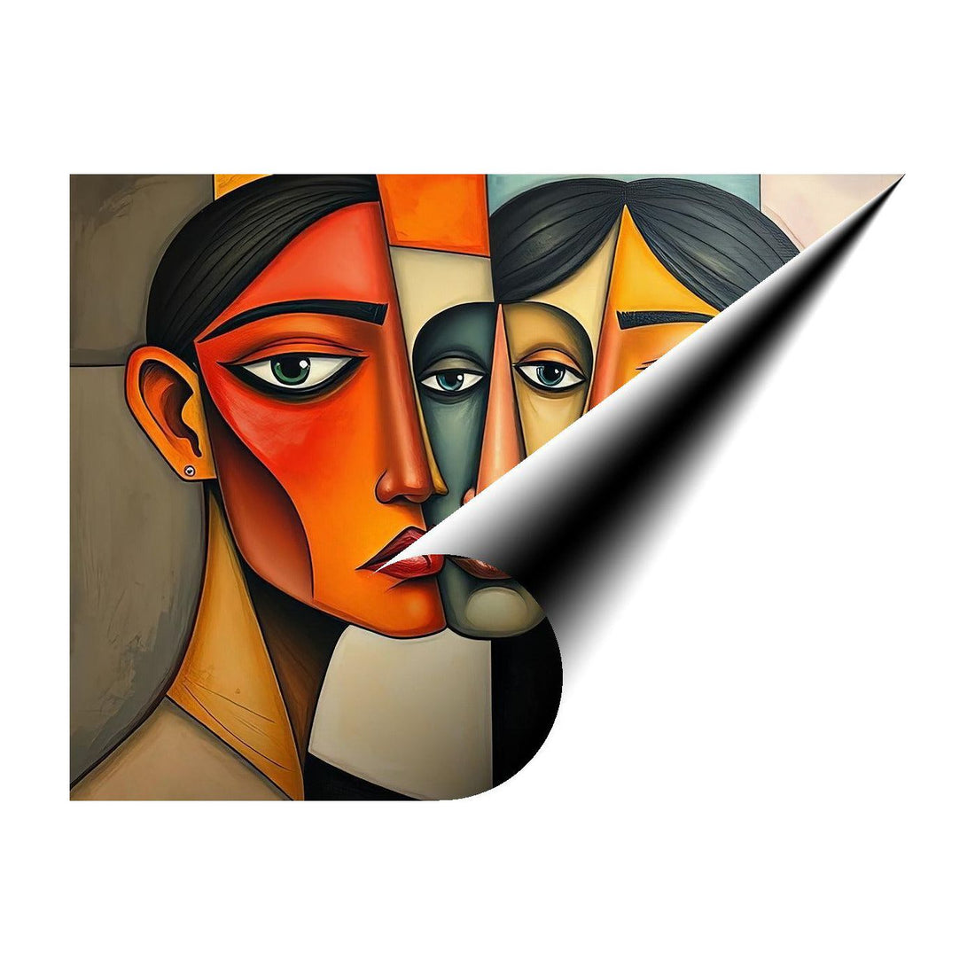 Faces, Abstract Art Print 43628 Giclee Rolled Canvas Print Visual Wall Art