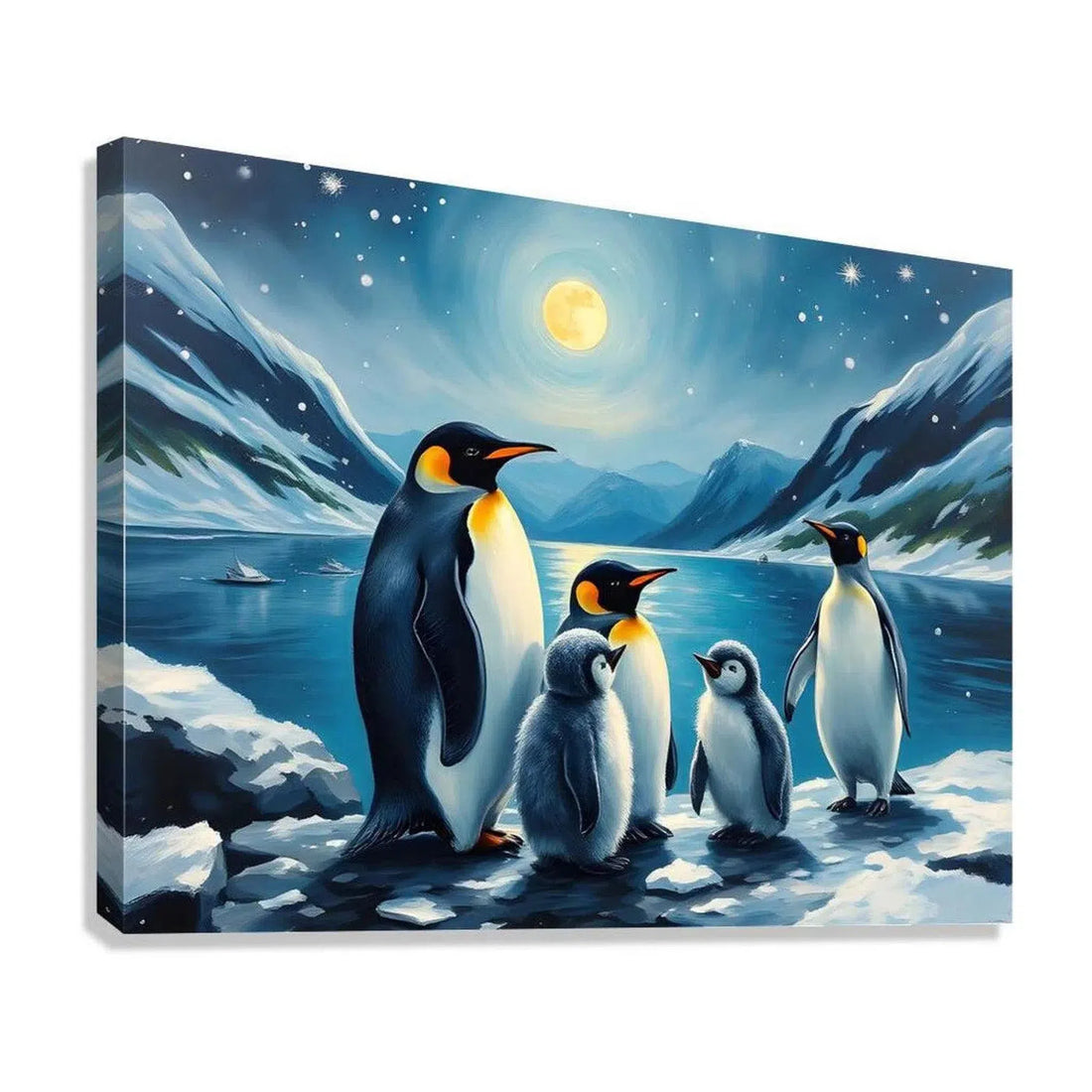 Family Penguins Standing, Animal Art Print 43300 Giclée Stretched Canvas Print Visual Wall Art