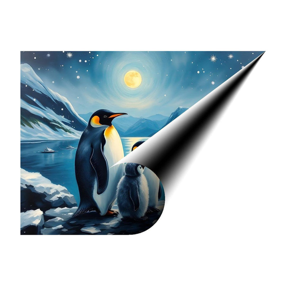 Family Penguins Standing, Animal Art Print 43300 Giclee Rolled Canvas Print Visual Wall Art