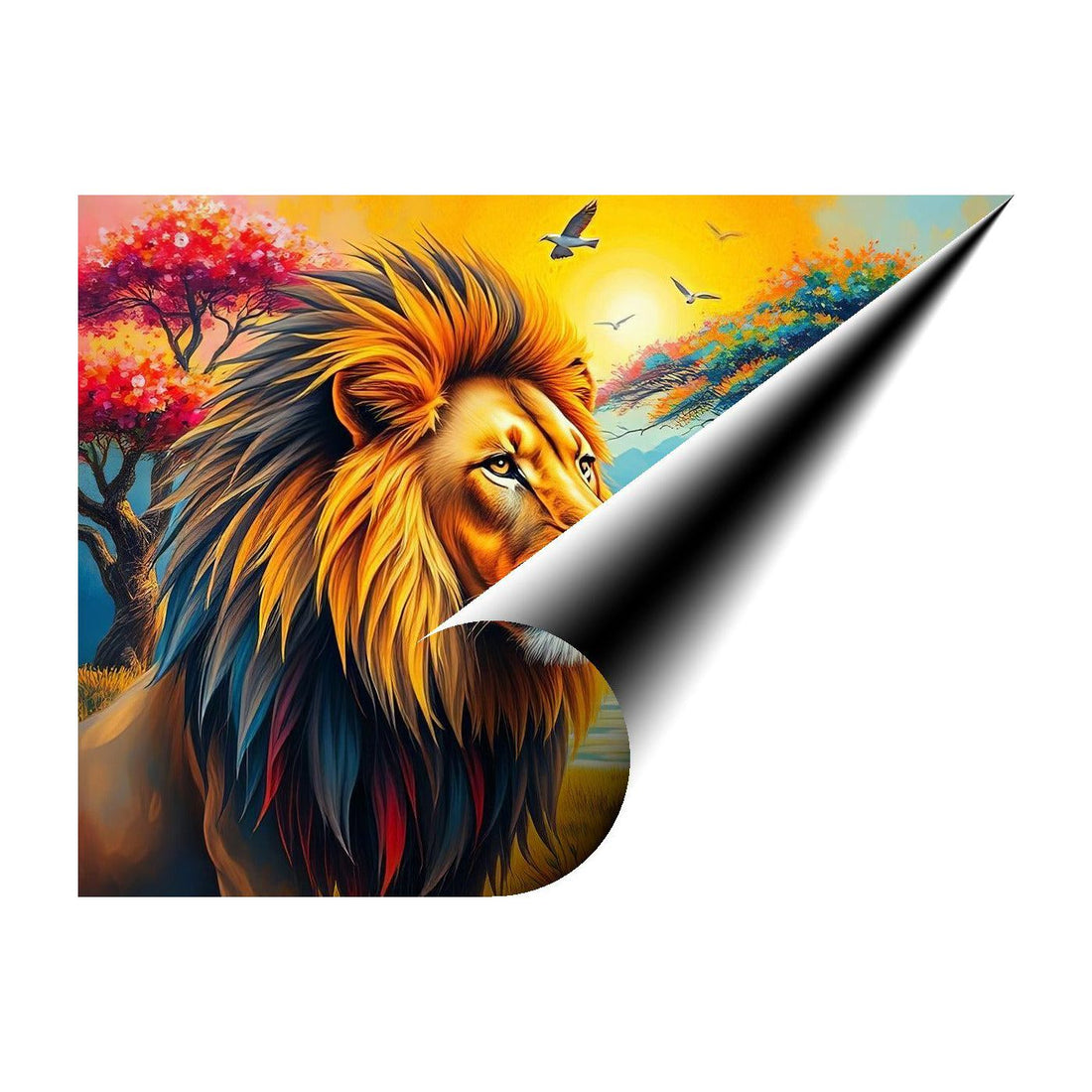 Female Lion With The King, Animal Art Print 43830 Giclee Rolled Canvas Print Visual Wall Art