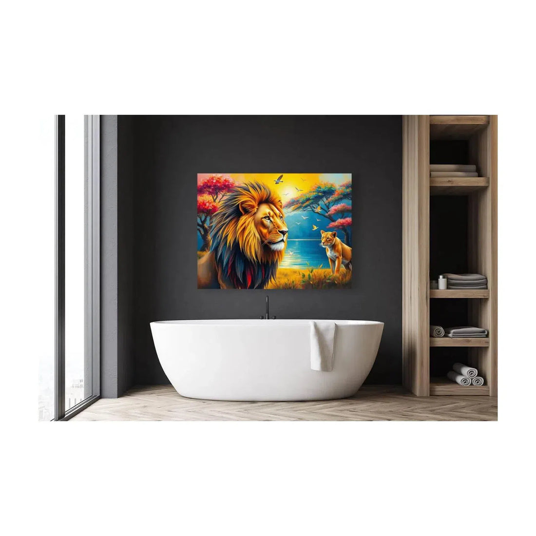 Female Lion With The King, Animal Art Print 43830 Visual Wall Art