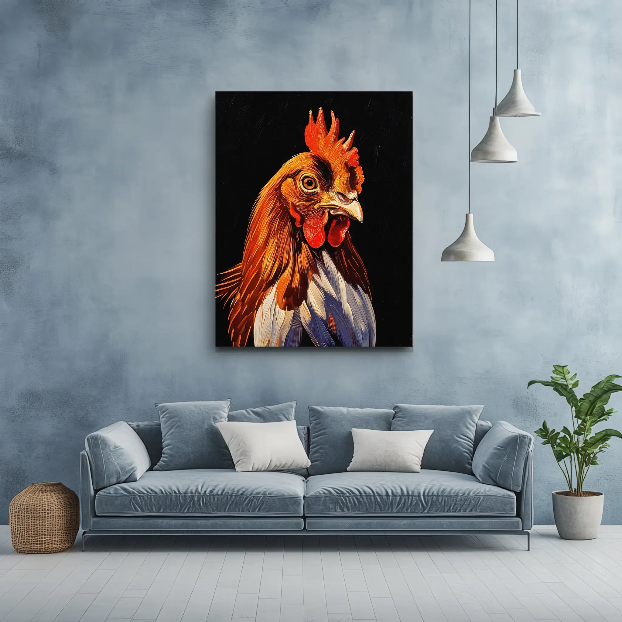 Fiery Red Rooster Giclée Print 456024 Visual Wall Art AR3:4V-AR4:5V Giclée Print