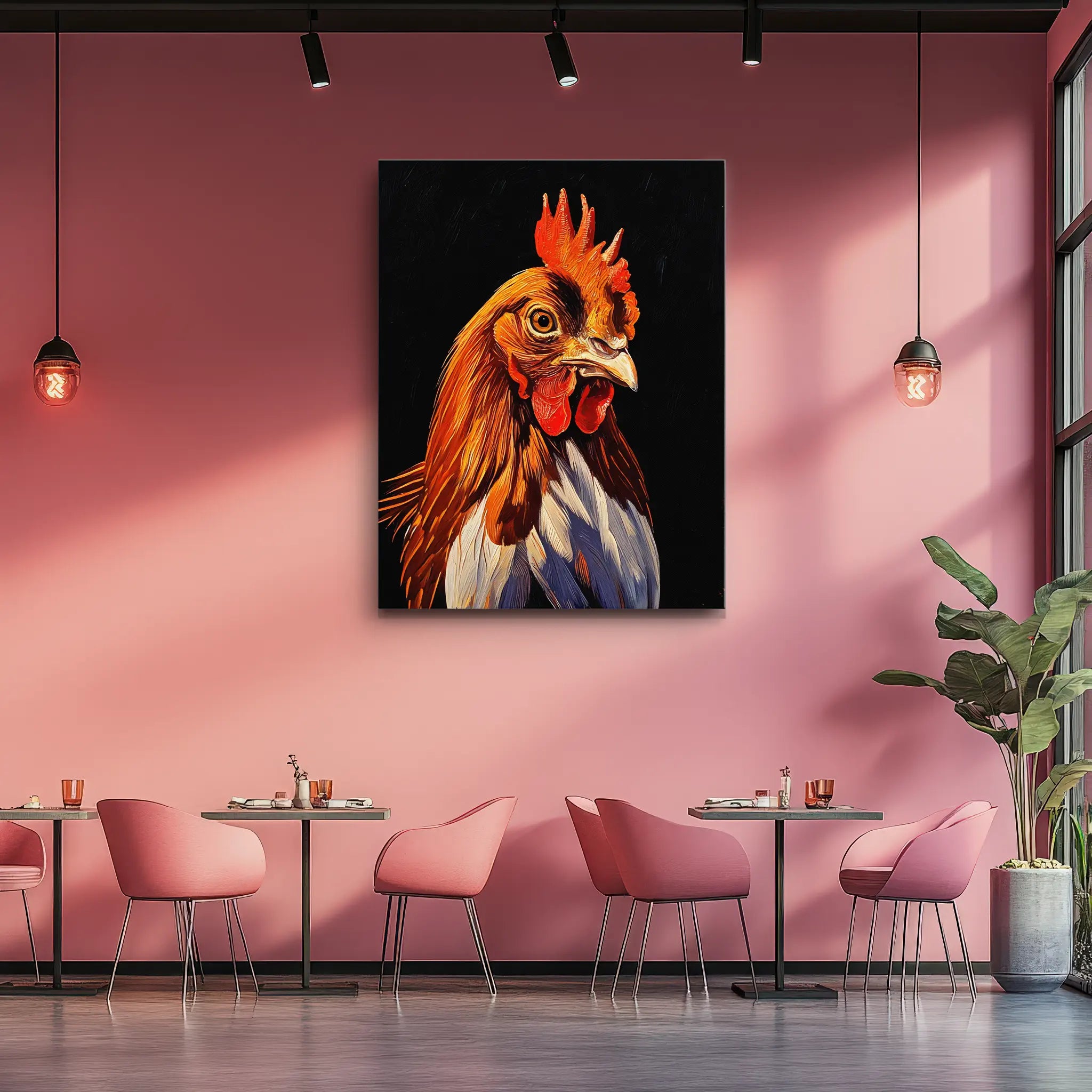 Fiery Red Rooster Giclée Print 456024 Visual Wall Art AR3:4V-AR4:5V Giclée Print