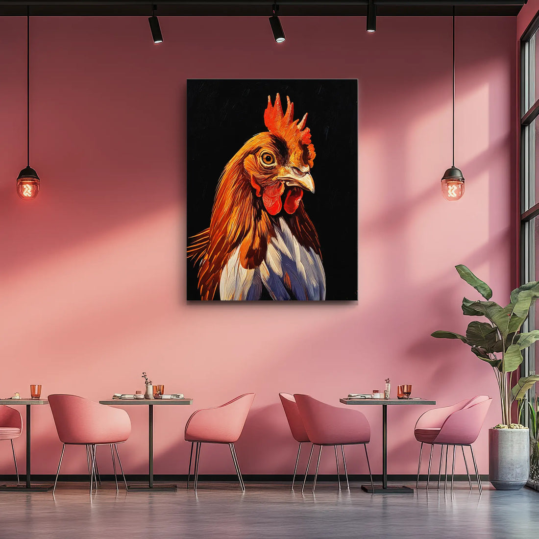 Fiery Red Rooster Giclée Print 456024 Visual Wall Art AR3:4V-AR4:5V Giclée Print