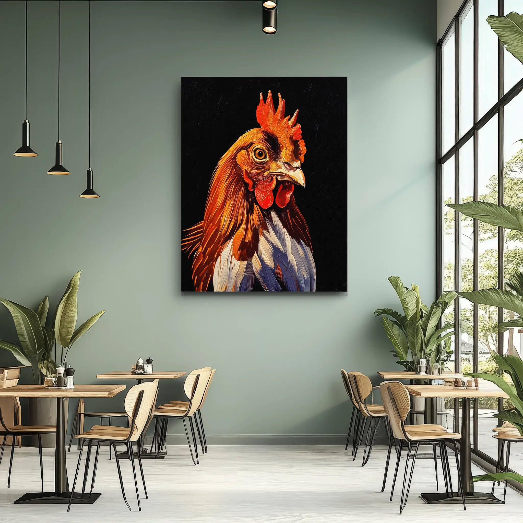Fiery Red Rooster Giclée Print 456024 Visual Wall Art AR3:4V-AR4:5V Giclée Print