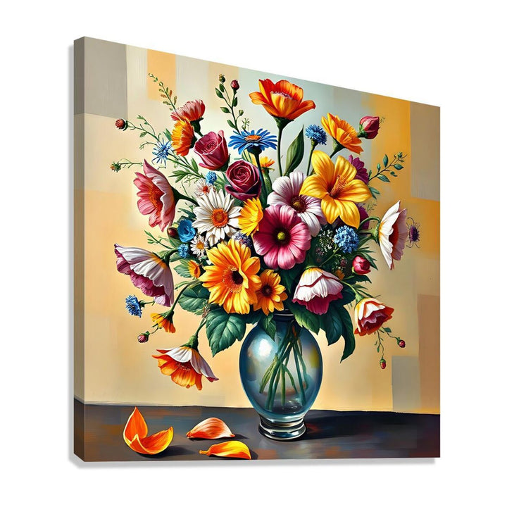 Flowers Bringing Warmth And Joy Still Life Print-11913 Giclée Stretched Canvas Print Visual Wall Art