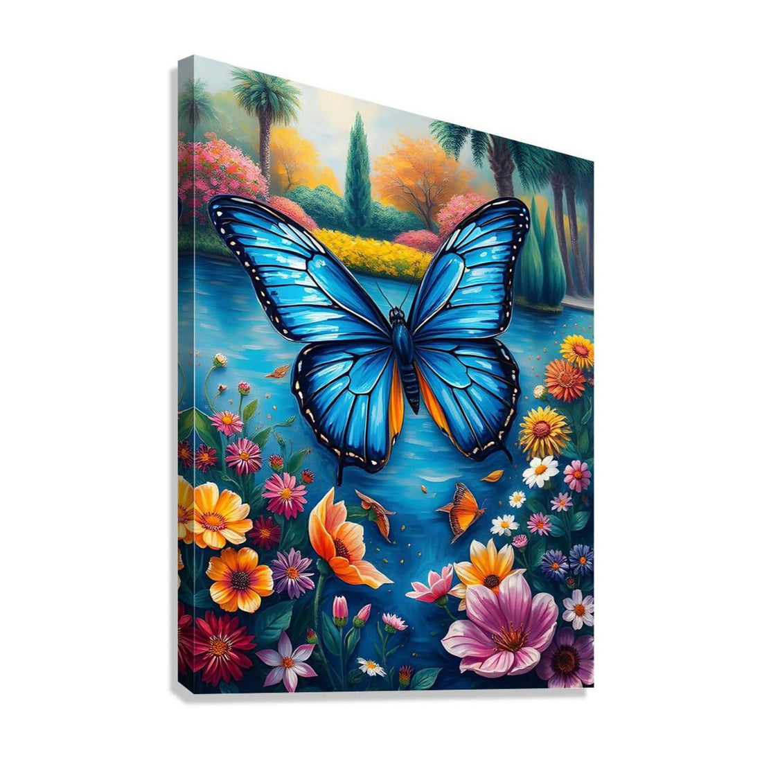 Flying Morpho Blue Butterfly, Insect Art Print 34213 Giclée Stretched Canvas Print Visual Wall Art