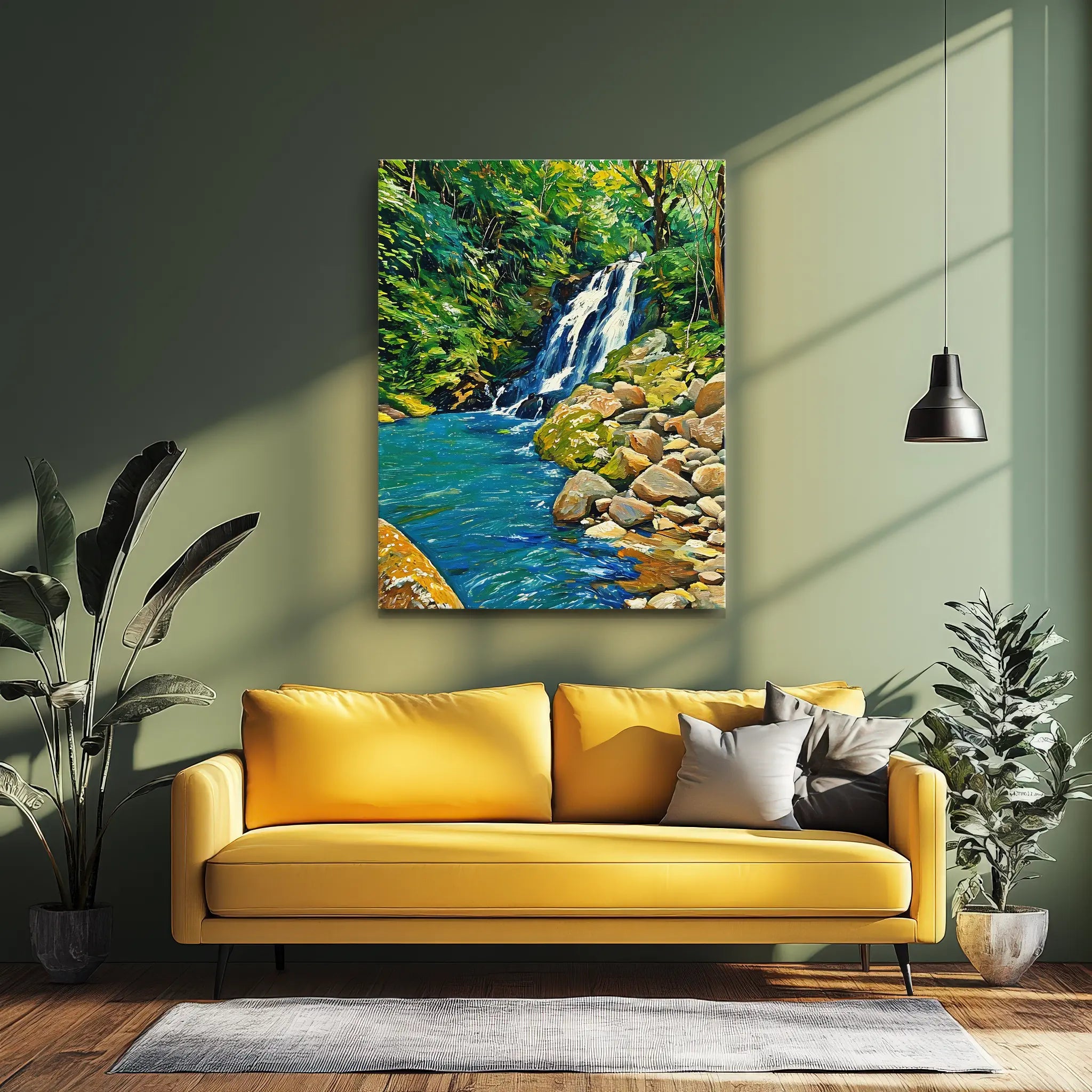 Forest Waterfall and River Giclée Print 455001 Visual Wall Art AR3:4V-AR4:5V Giclée Print