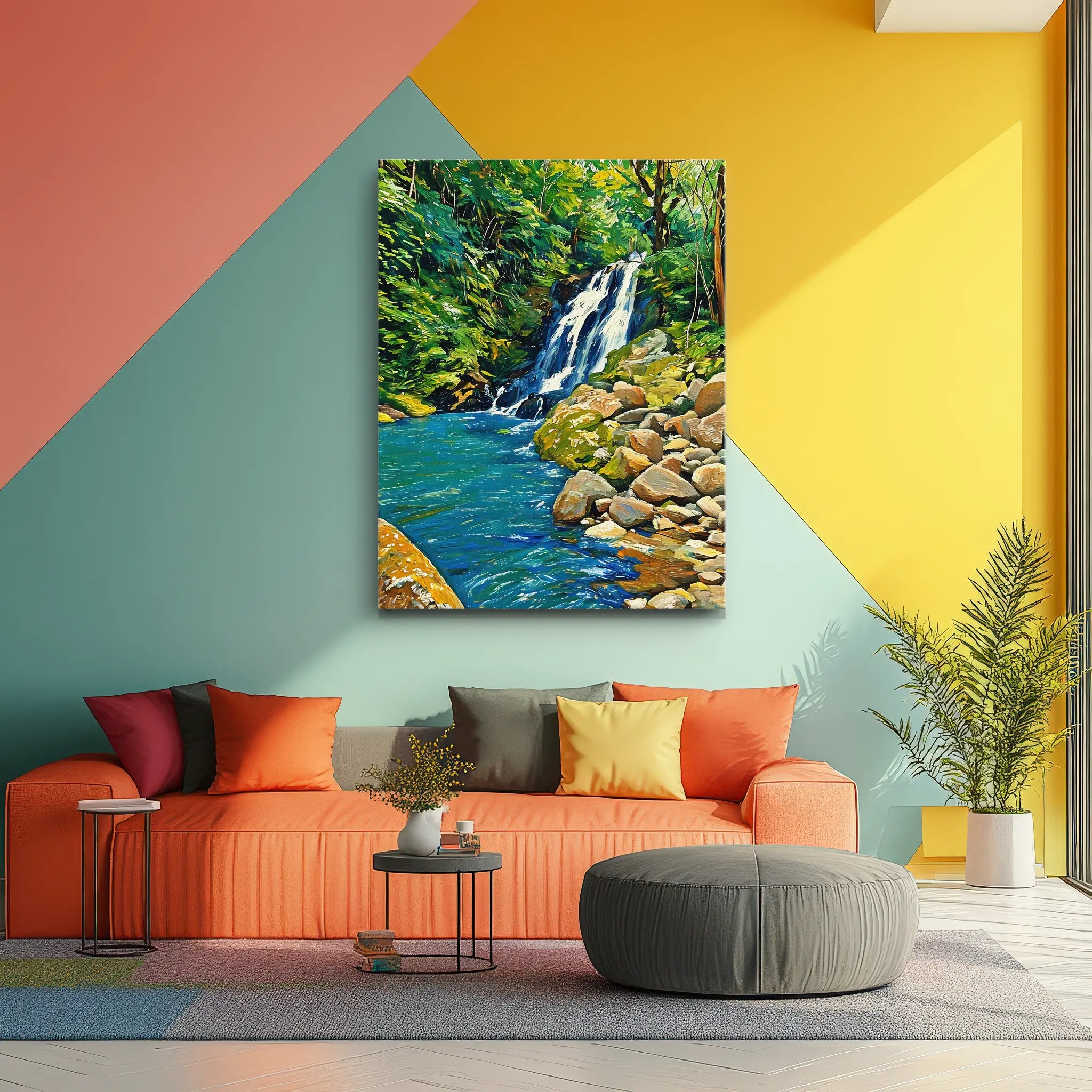 Forest Waterfall and River Giclée Print 455001 Visual Wall Art AR3:4V-AR4:5V Giclée Print