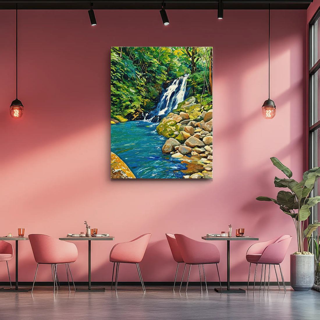 Forest Waterfall and River Giclée Print 455001 Visual Wall Art AR3:4V-AR4:5V Giclée Print