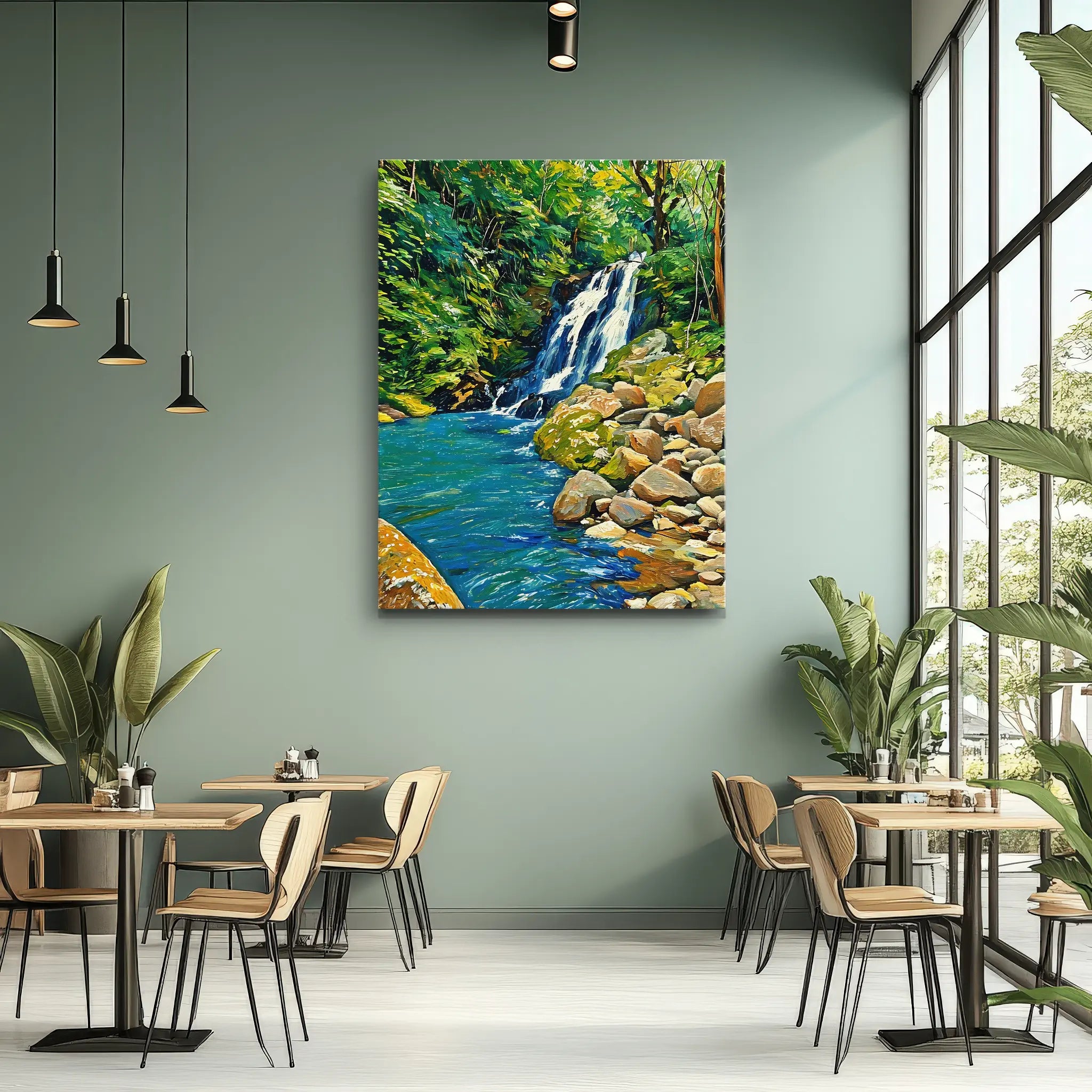 Forest Waterfall and River Giclée Print 455001 Visual Wall Art AR3:4V-AR4:5V Giclée Print