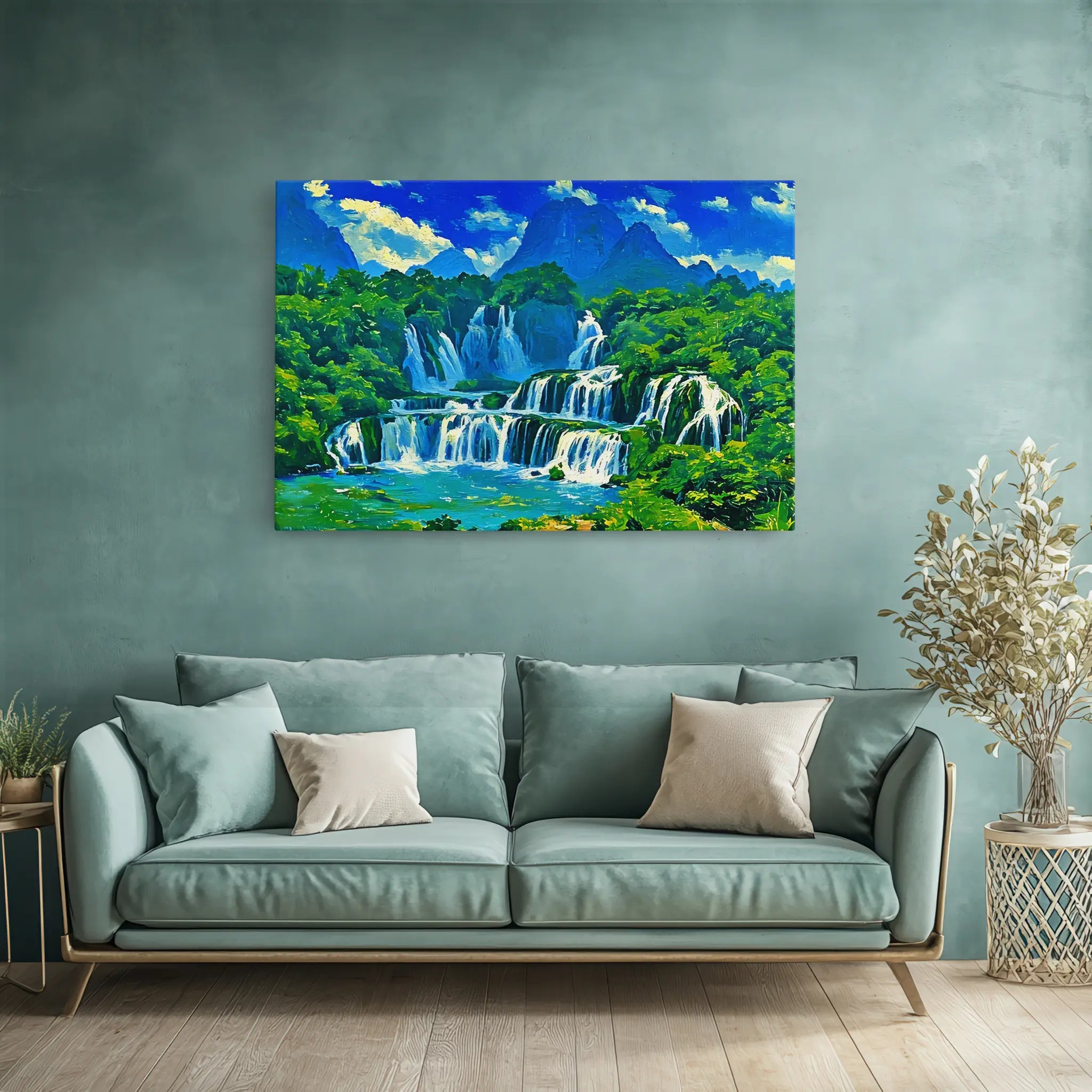 Forest Waterfall and Turquoise Pool Giclée Print 323017 Visual Wall Art AR3:2H Giclée Print