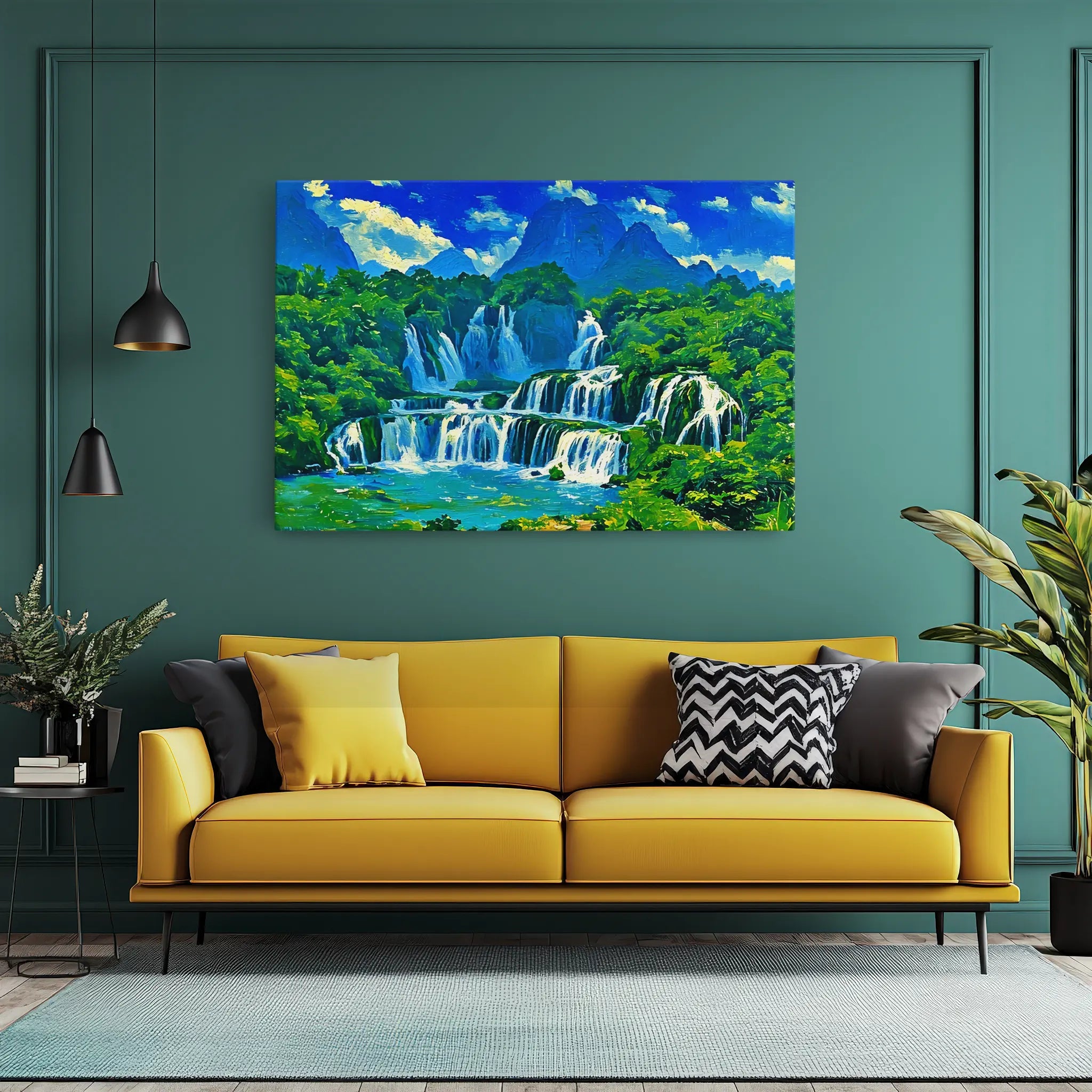 Forest Waterfall and Turquoise Pool Giclée Print 323017 Visual Wall Art AR3:2H Giclée Print
