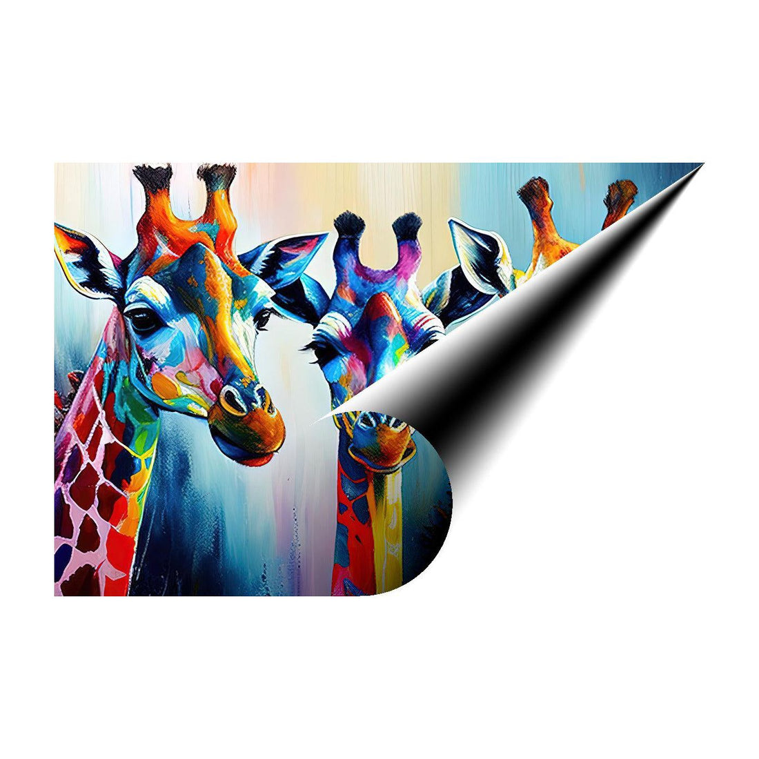 Giraffes Tower Portrait, Animal Art Print 32100 Giclee Rolled Canvas Print Visual Wall Art