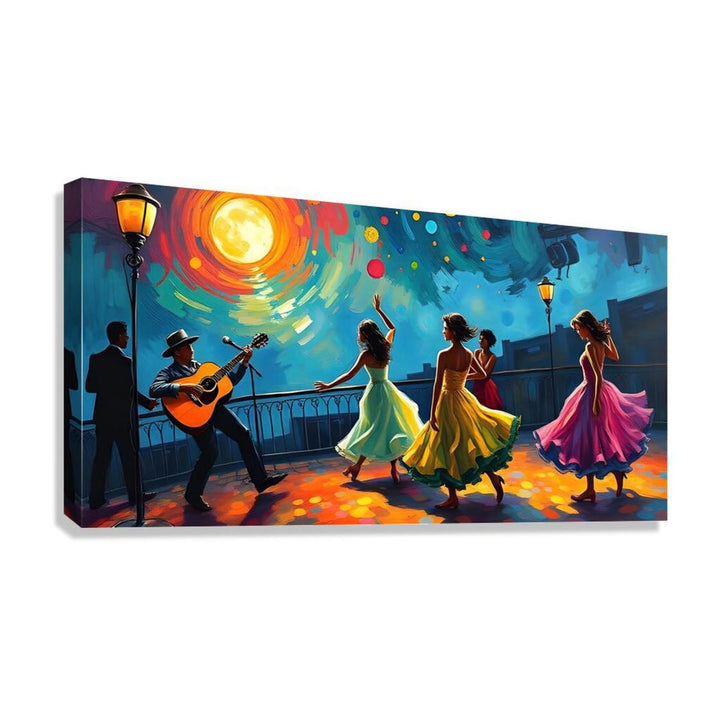 Girls Dancing Outdoor, Abstract Art Print 21700 Giclée Stretched Canvas Print Visual Wall Art