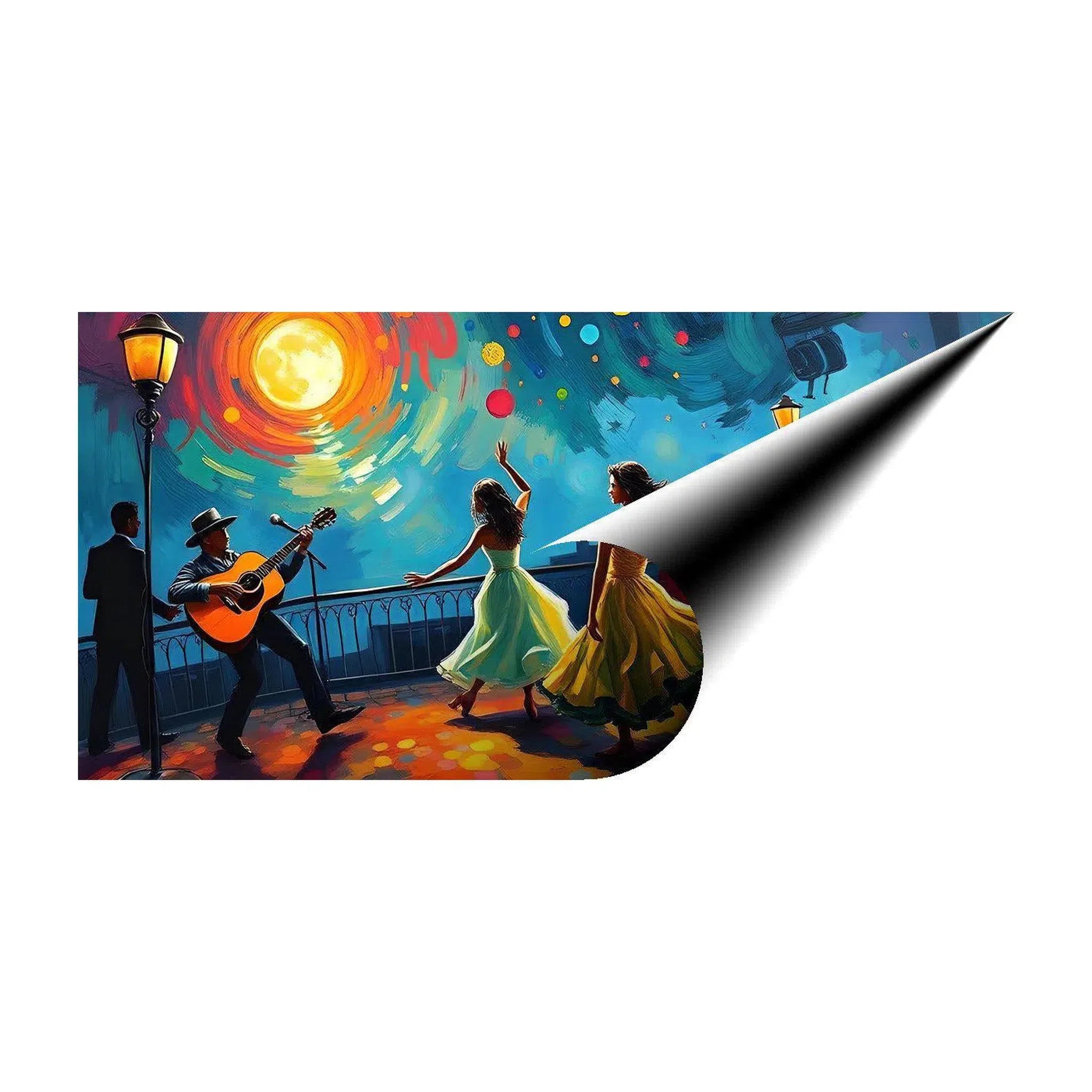 Girls Dancing Outdoor, Abstract Art Print 21700 Giclée Rolled Canvas Print Visual Wall Art