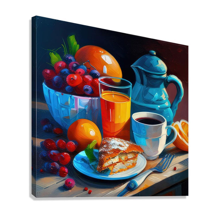 Grape Orange Breakfast Food, Still Life Art Print 11704 Giclée Stretched Canvas Print Visual Wall Art