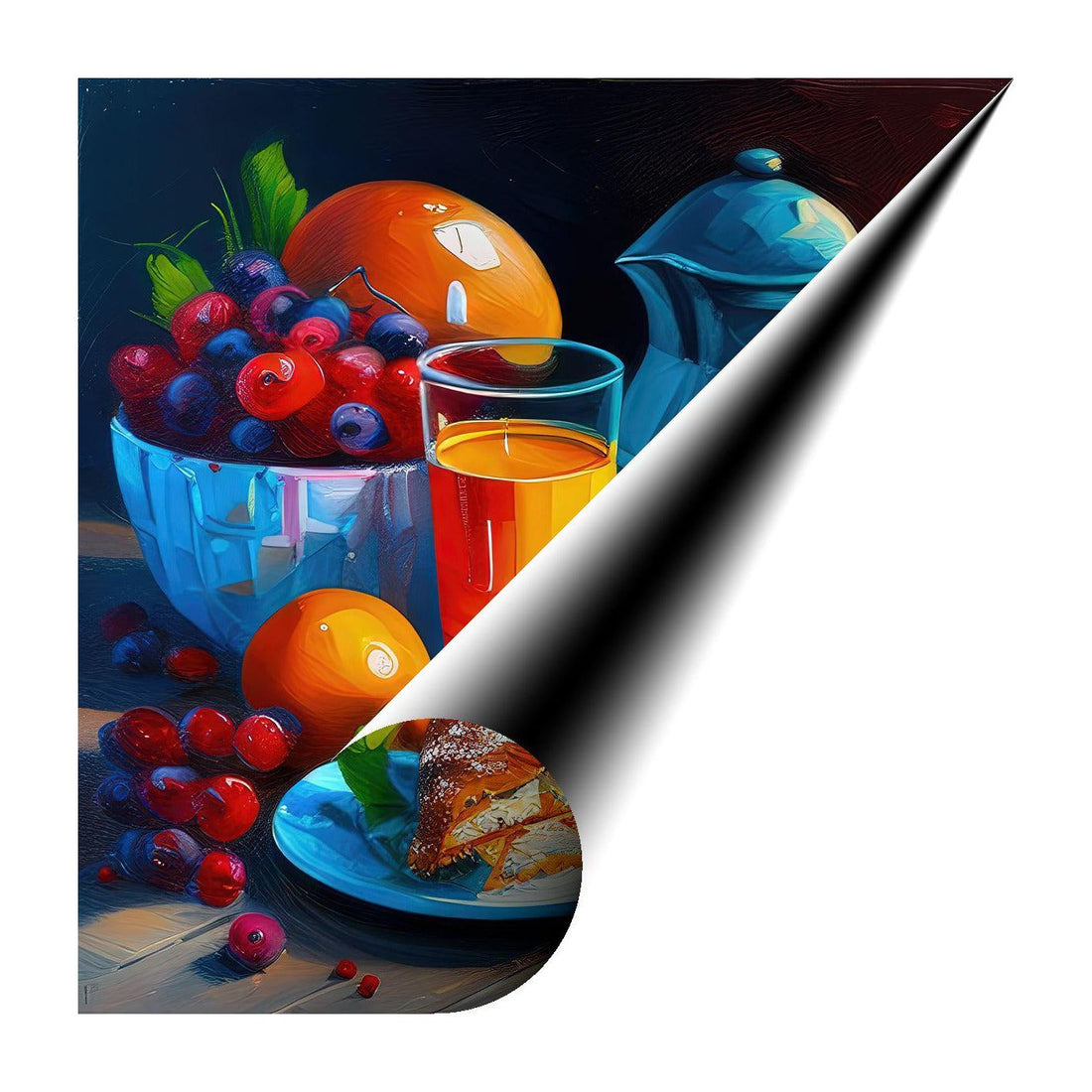 Grape Orange Breakfast Food, Still Life Art Print 11704 Giclee Rolled Canvas Print Visual Wall Art