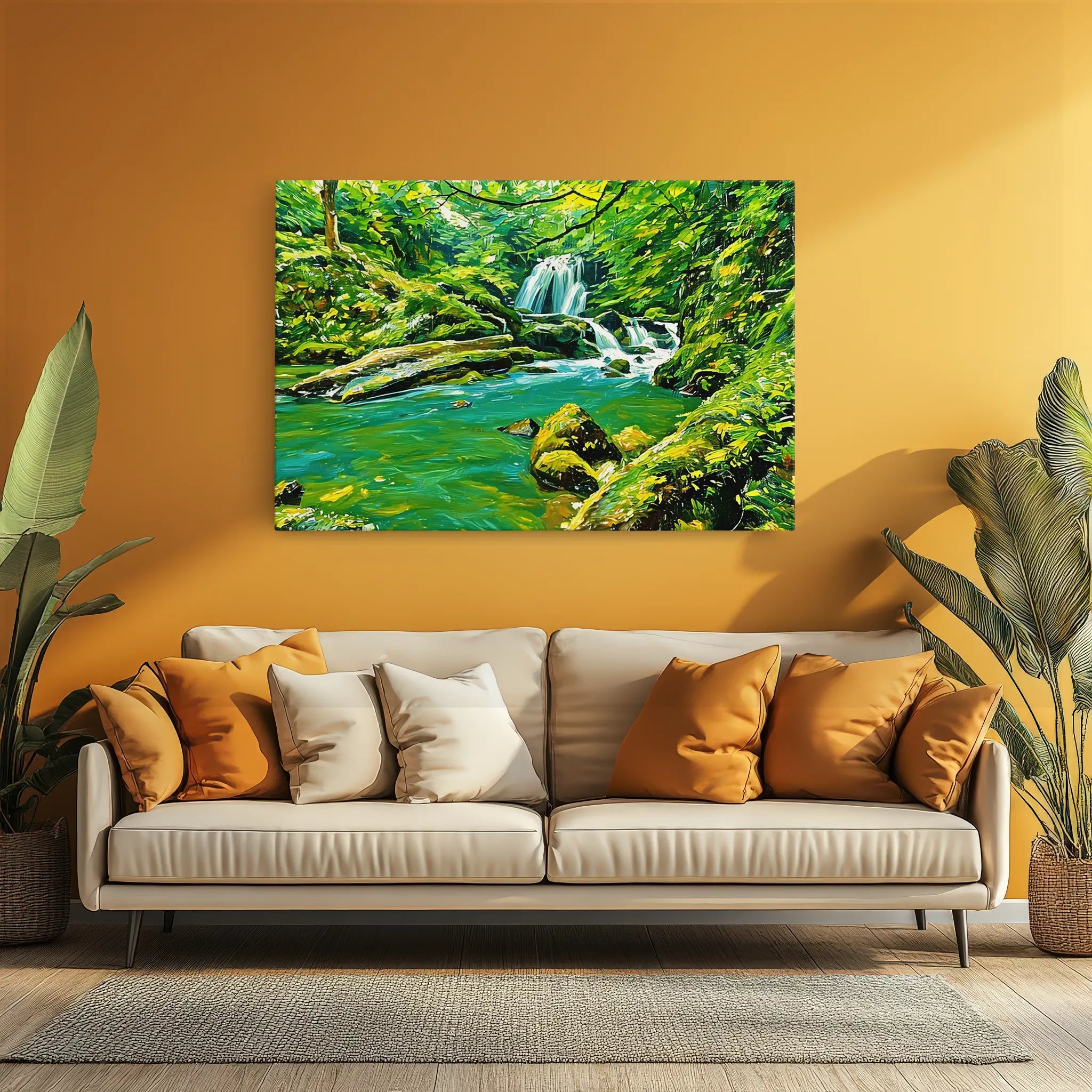 Green Forest Stream with Waterfall Giclée Print 323018 Visual Wall Art AR3:2H Giclée Print
