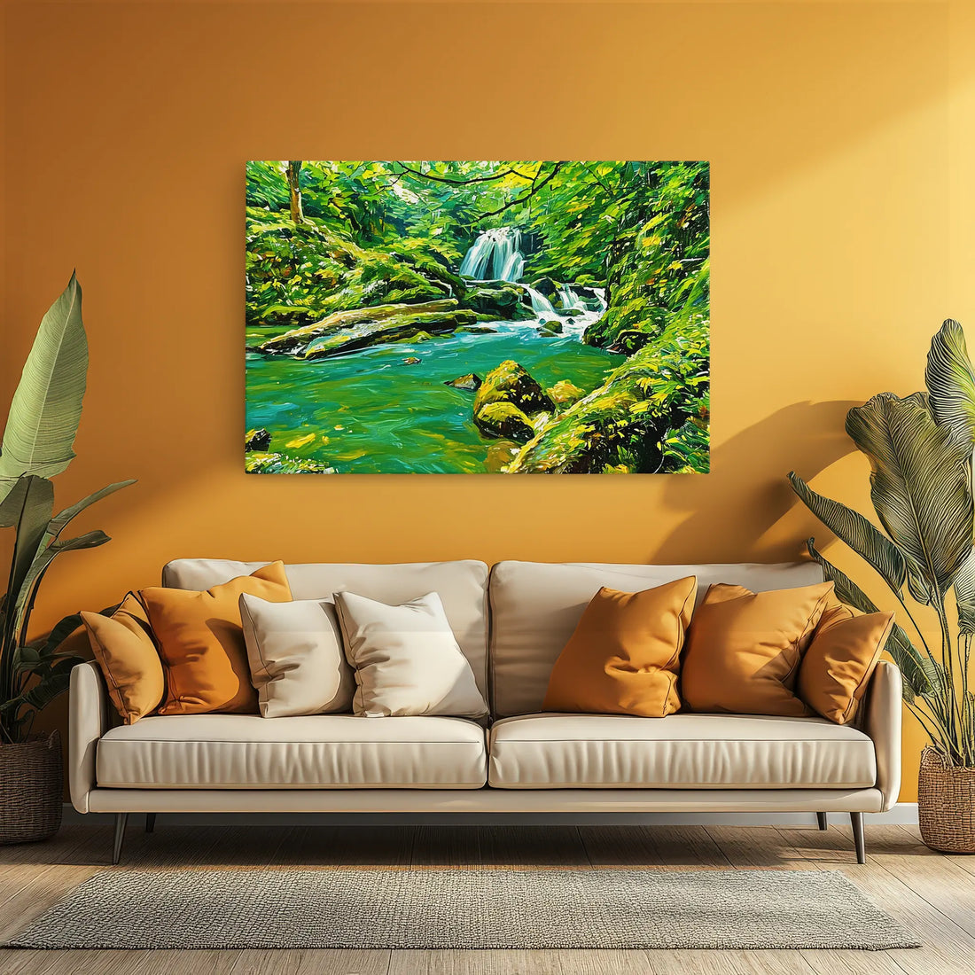 Green Forest Stream with Waterfall Giclée Print 323018 Visual Wall Art AR3:2H Giclée Print