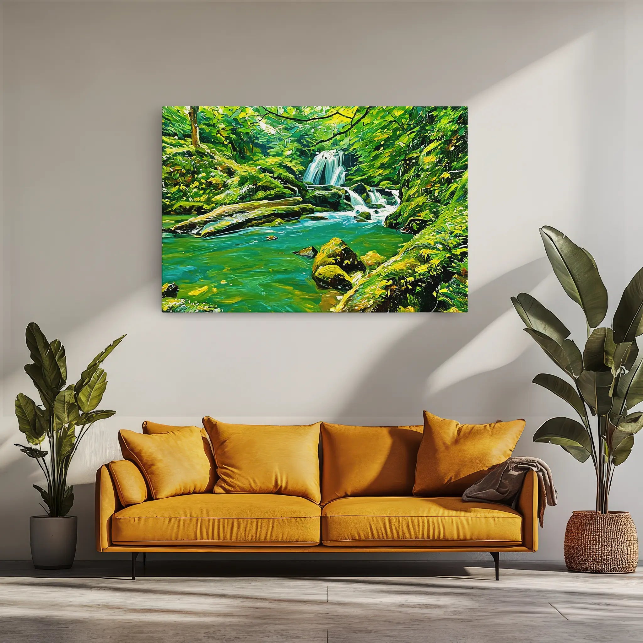 Green Forest Stream with Waterfall Giclée Print 323018 Visual Wall Art AR3:2H Giclée Print