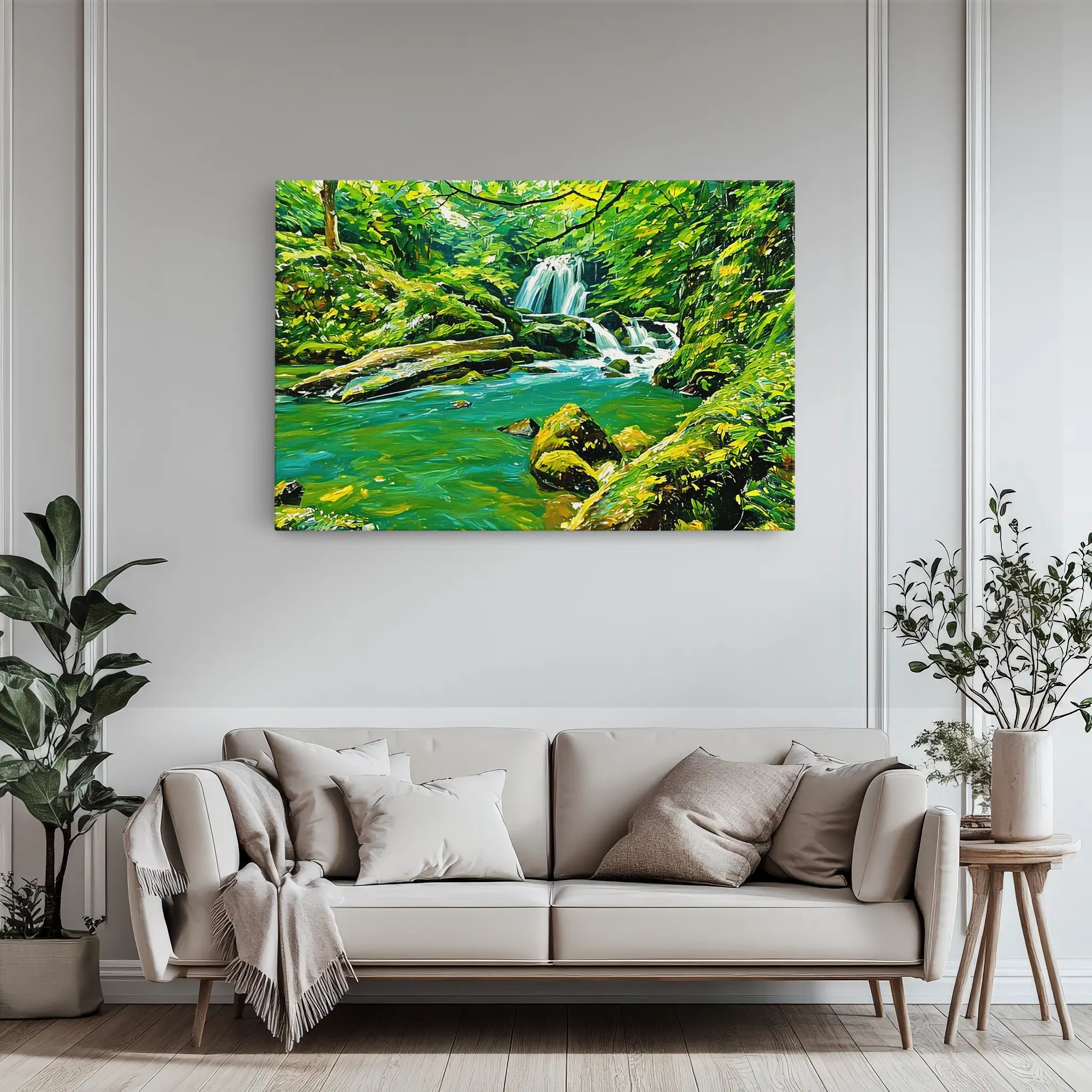 Green Forest Stream with Waterfall Giclée Print 323018 Visual Wall Art AR3:2H Giclée Print