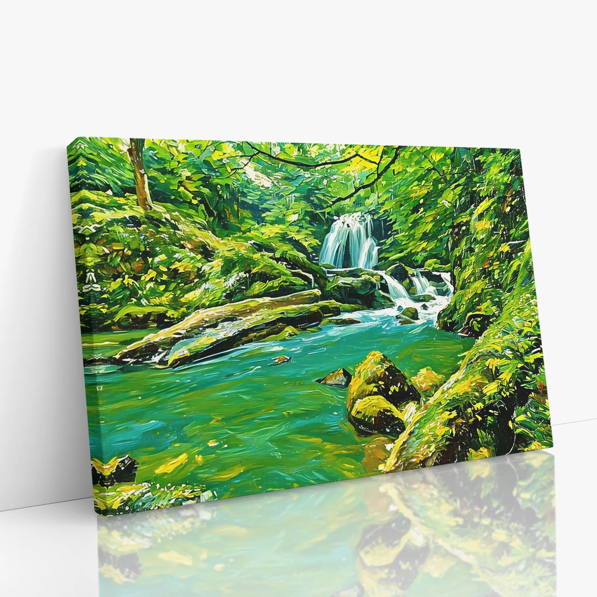 Green Forest Stream with Waterfall Giclée Print 323018 Visual Wall Art AR3:2H Giclée Print