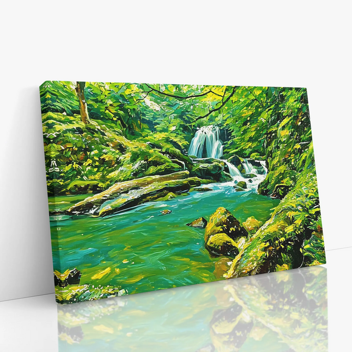 Green Forest Stream with Waterfall Giclée Print 323018 Visual Wall Art AR3:2H Giclée Print