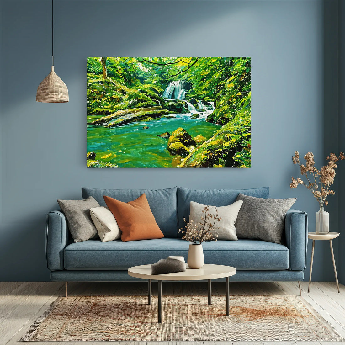 Green Forest Stream with Waterfall Giclée Print 323018 Visual Wall Art AR3:2H Giclée Print
