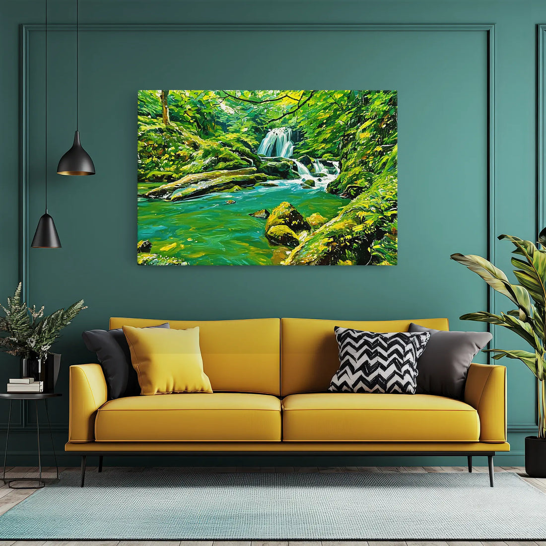 Green Forest Stream with Waterfall Giclée Print 323018 Visual Wall Art AR3:2H Giclée Print