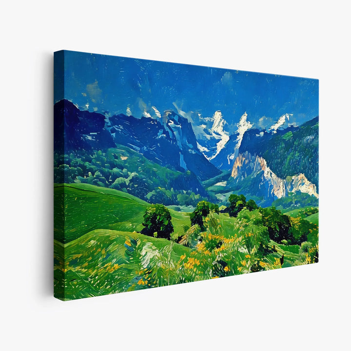 Green Hills and Snow-Capped Mountains Giclée Print 323019 Visual Wall Art AR3:2H Giclée Print