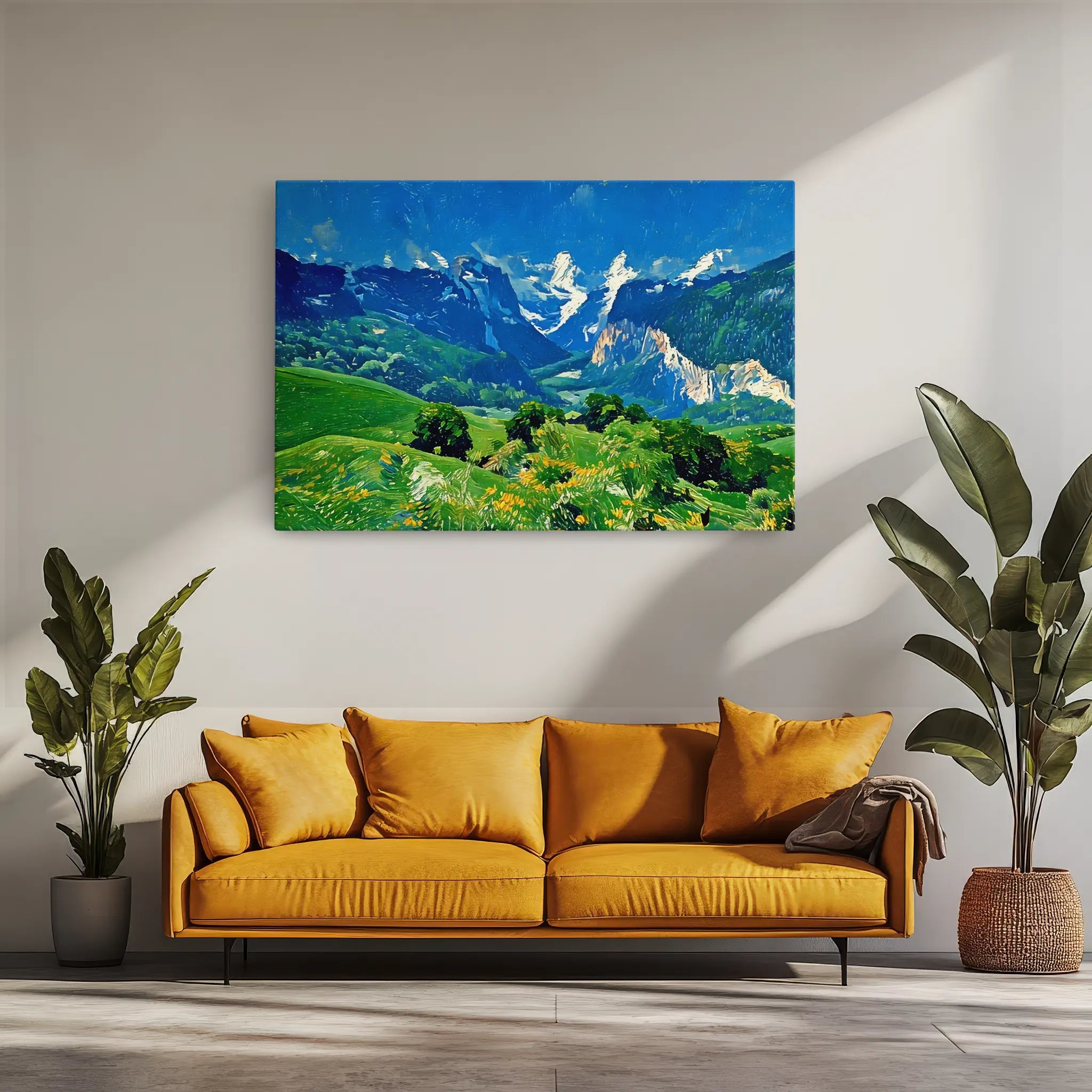 Green Hills and Snow-Capped Mountains Giclée Print 323019 Visual Wall Art AR3:2H Giclée Print