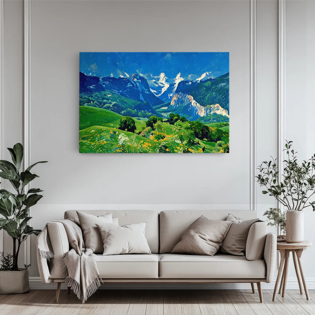 Green Hills and Snow-Capped Mountains Giclée Print 323019 Visual Wall Art AR3:2H Giclée Print
