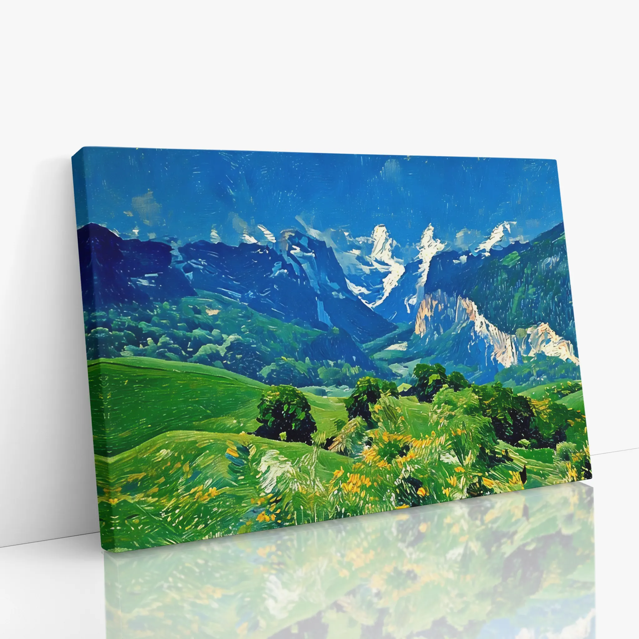 Green Hills and Snow-Capped Mountains Giclée Print 323019 Visual Wall Art AR3:2H Giclée Print