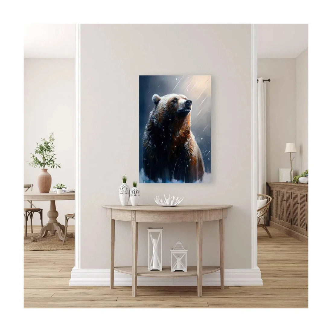 Grizzly In Snow, Brown Bear Animal Art Print 23503 Visual Wall Art