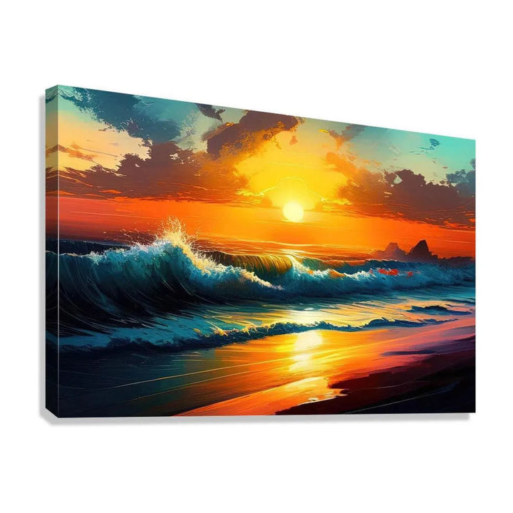 Ground Swell, Sea Waves Tidal Sunrise, Ocean Art Print 32503 Giclée Stretched Canvas Print Visual Wall Art