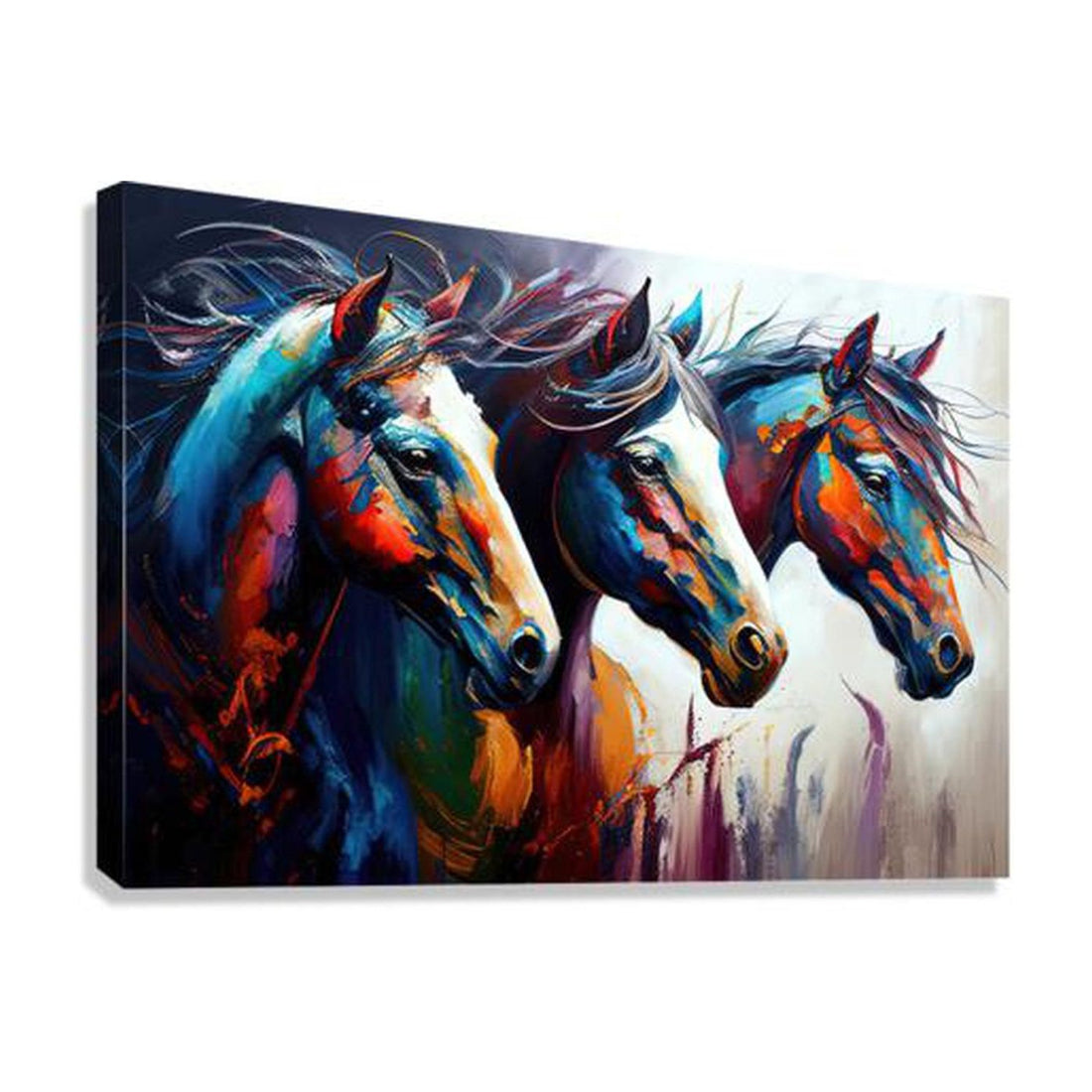 Horses Alongside, Animal Art Print 32101 Giclée Stretched Canvas Print Visual Wall Art