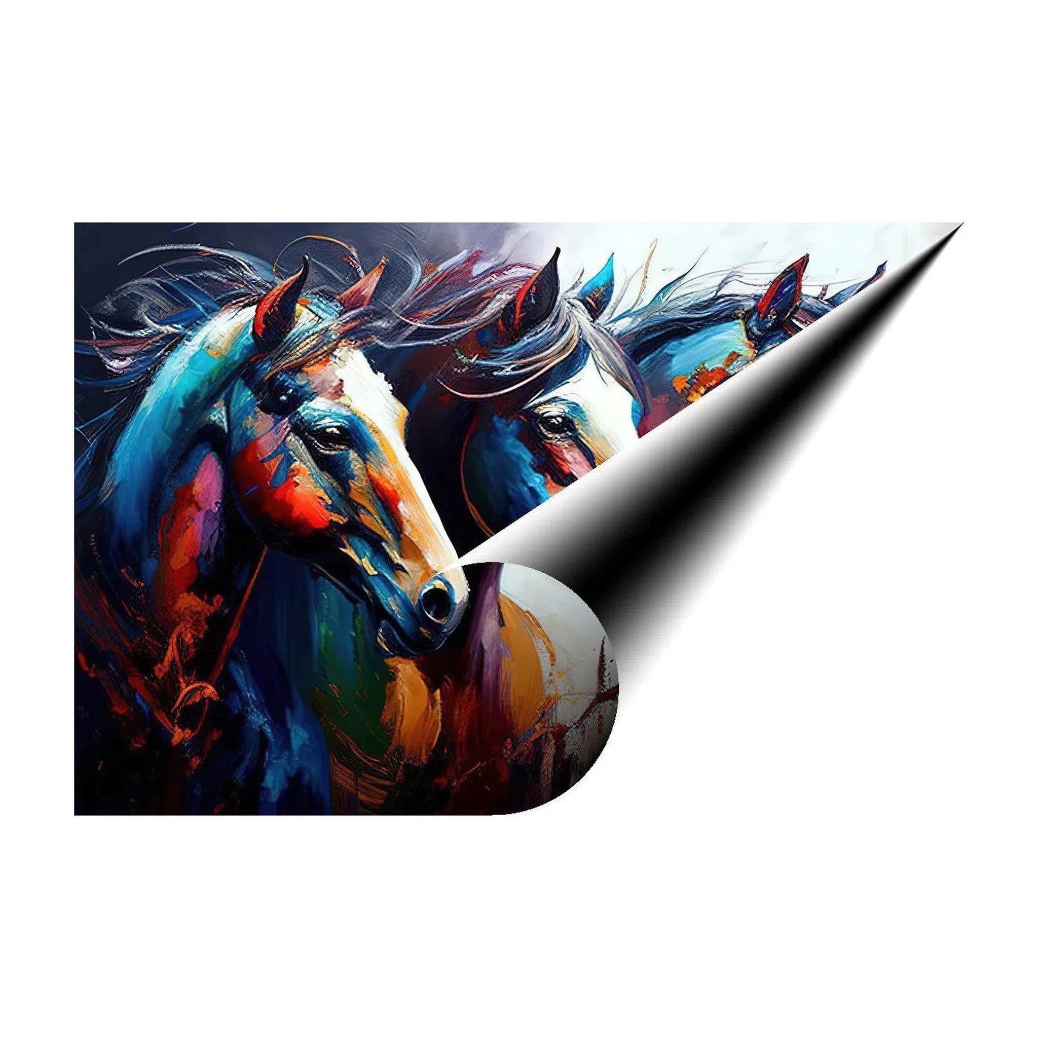 Horses Alongside, Animal Art Print 32101 Giclée Rolled Canvas Print Visual Wall Art