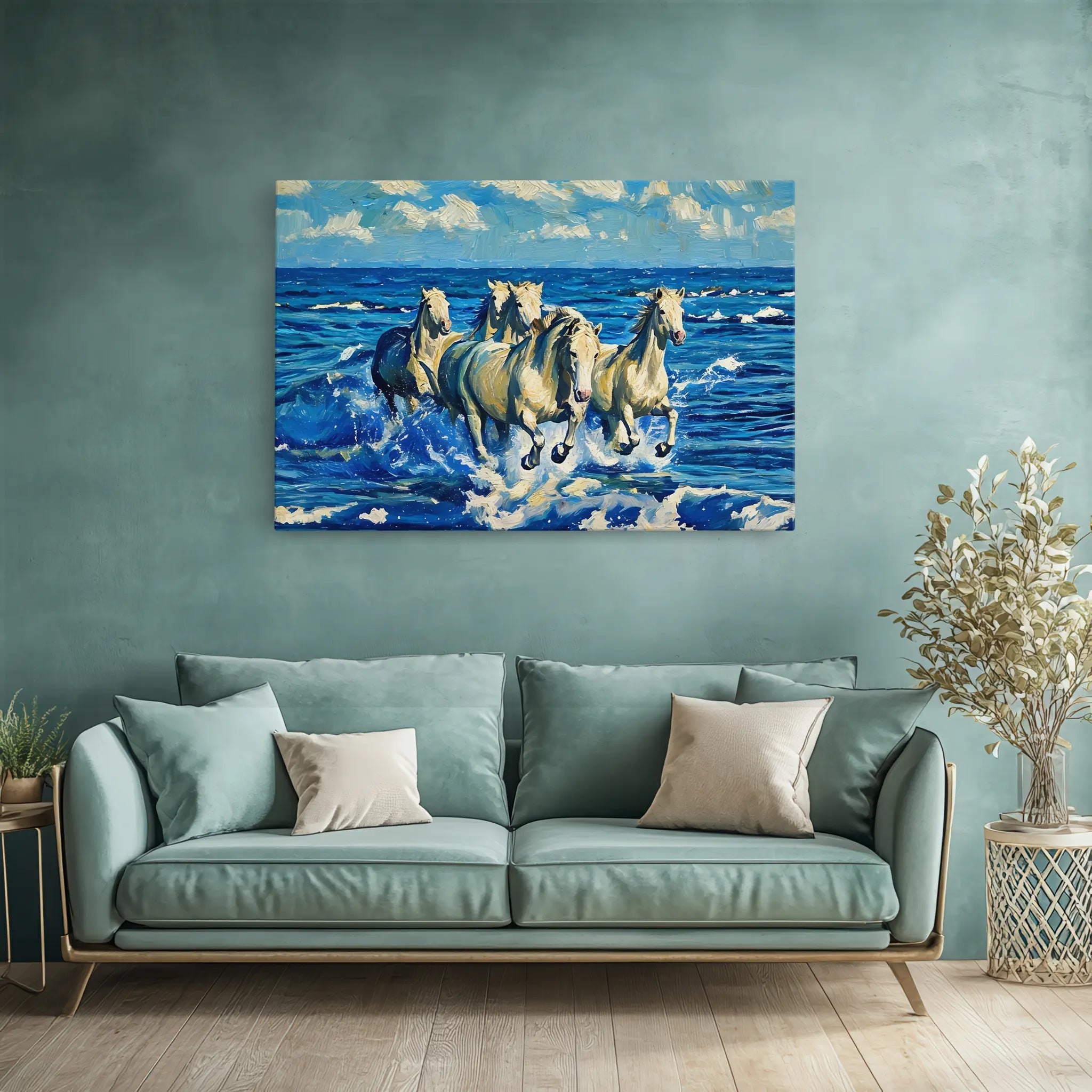Horses Galloping Through the Waves Giclée Print 322002 Visual Wall Art AR3:2H Giclée Print