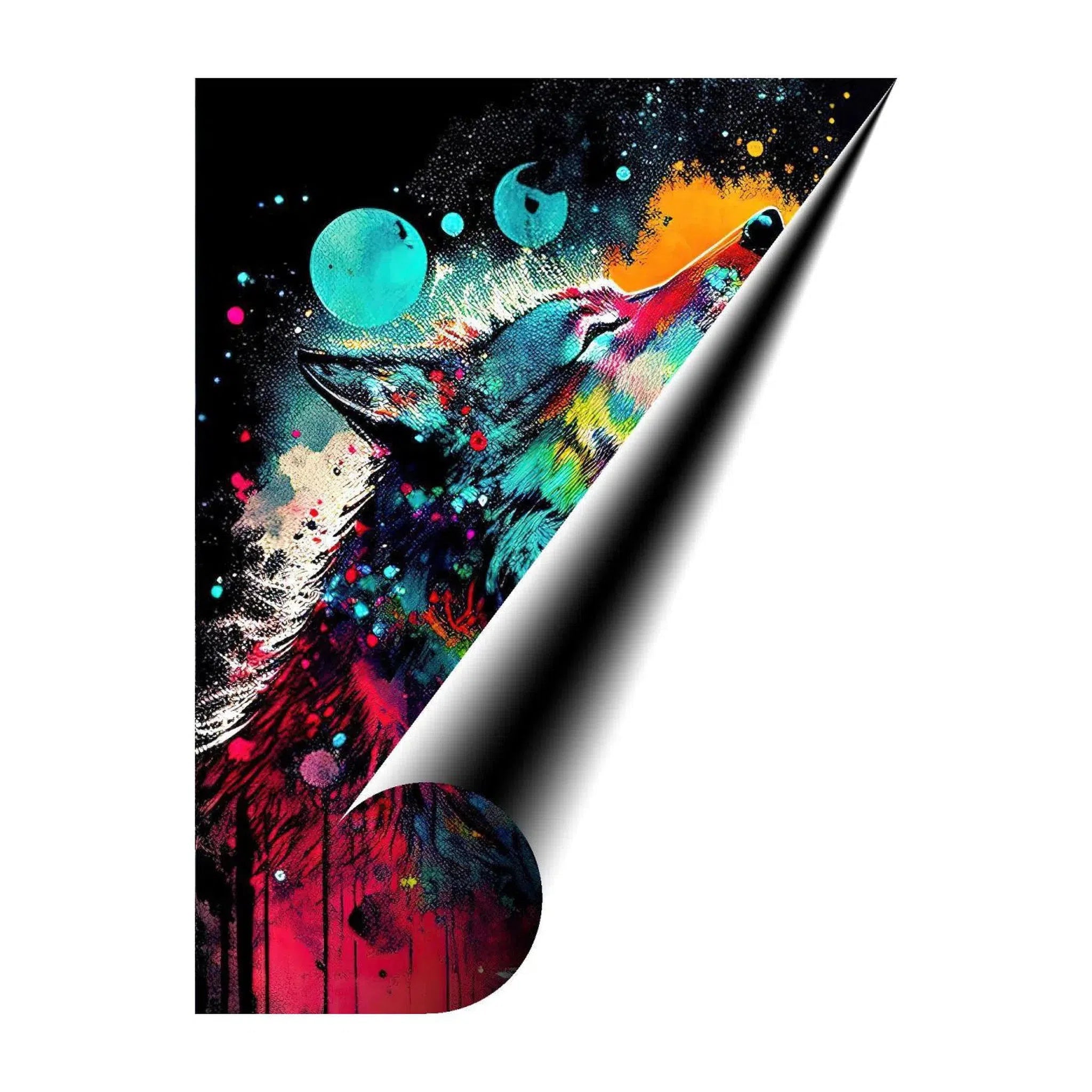 Howling Wolf Ink Splatter, Animal Art Print 34104 Giclée Fine Art Matte Paper Print Visual Wall Art