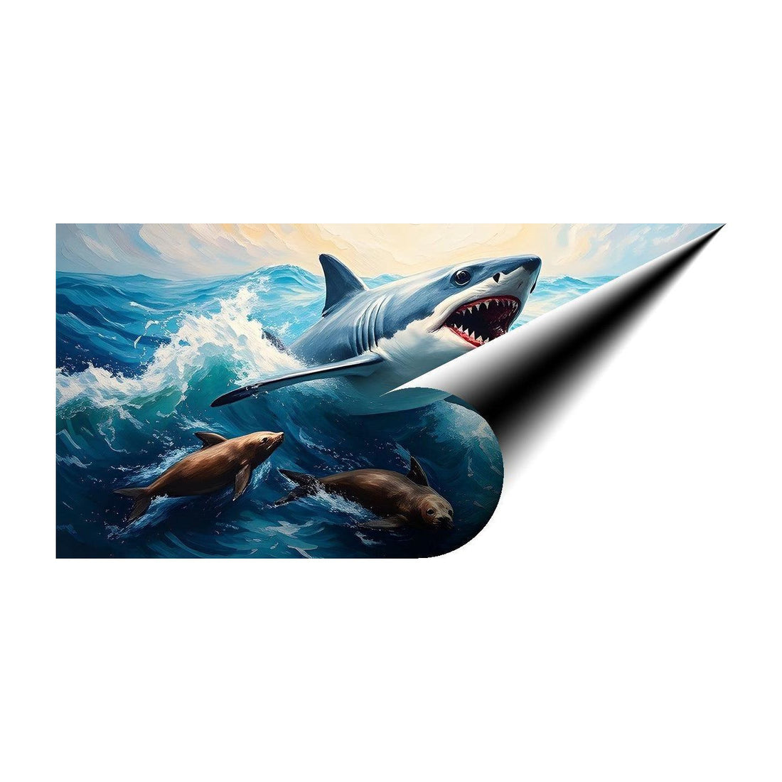 Hungry Shark Hunting, Animal Art Print 21403 Giclee Rolled Canvas Print Visual Wall Art