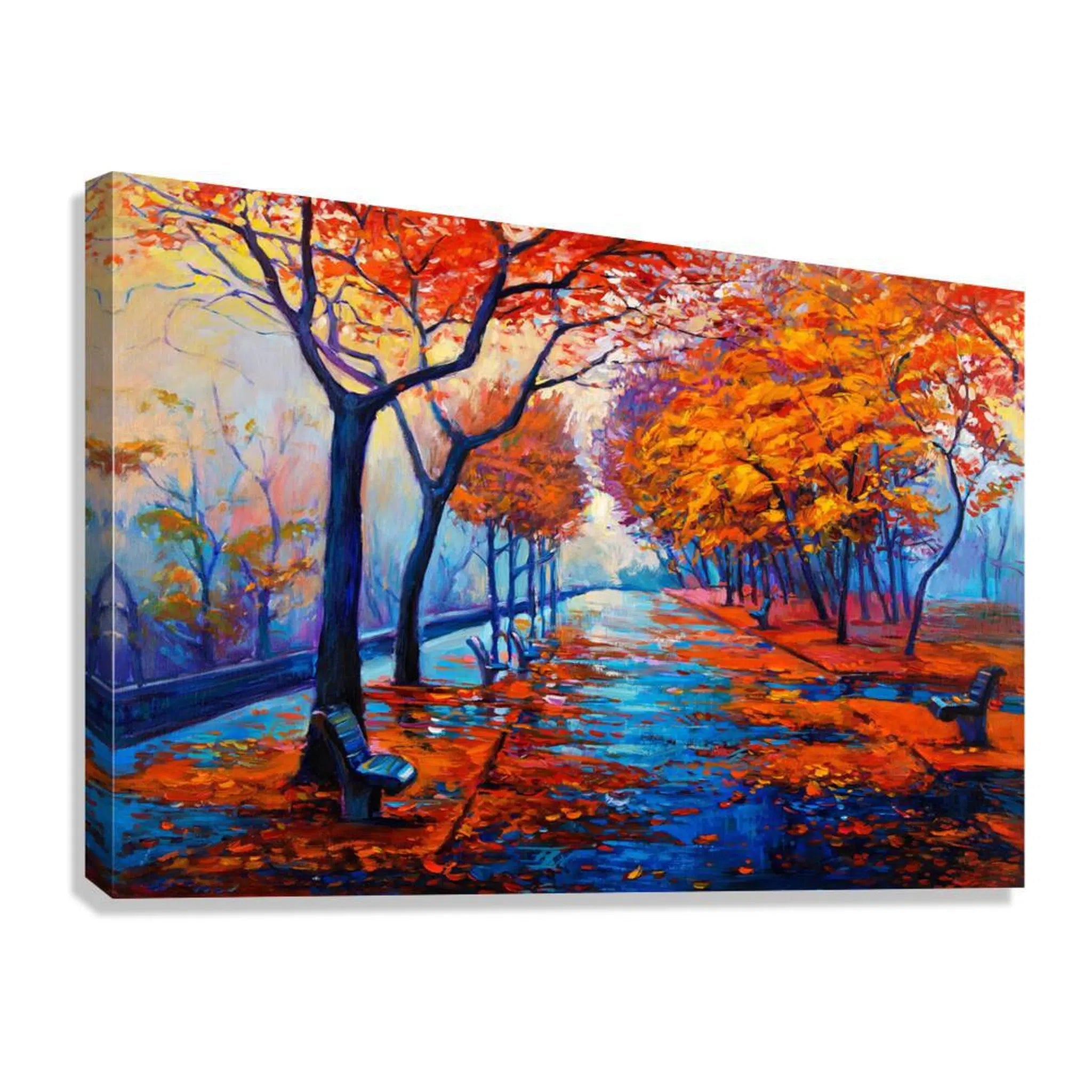 ibrant Autumn Pathway Landscape Giclée Print 32649 Giclée Stretched Canvas Print Visual Wall Art