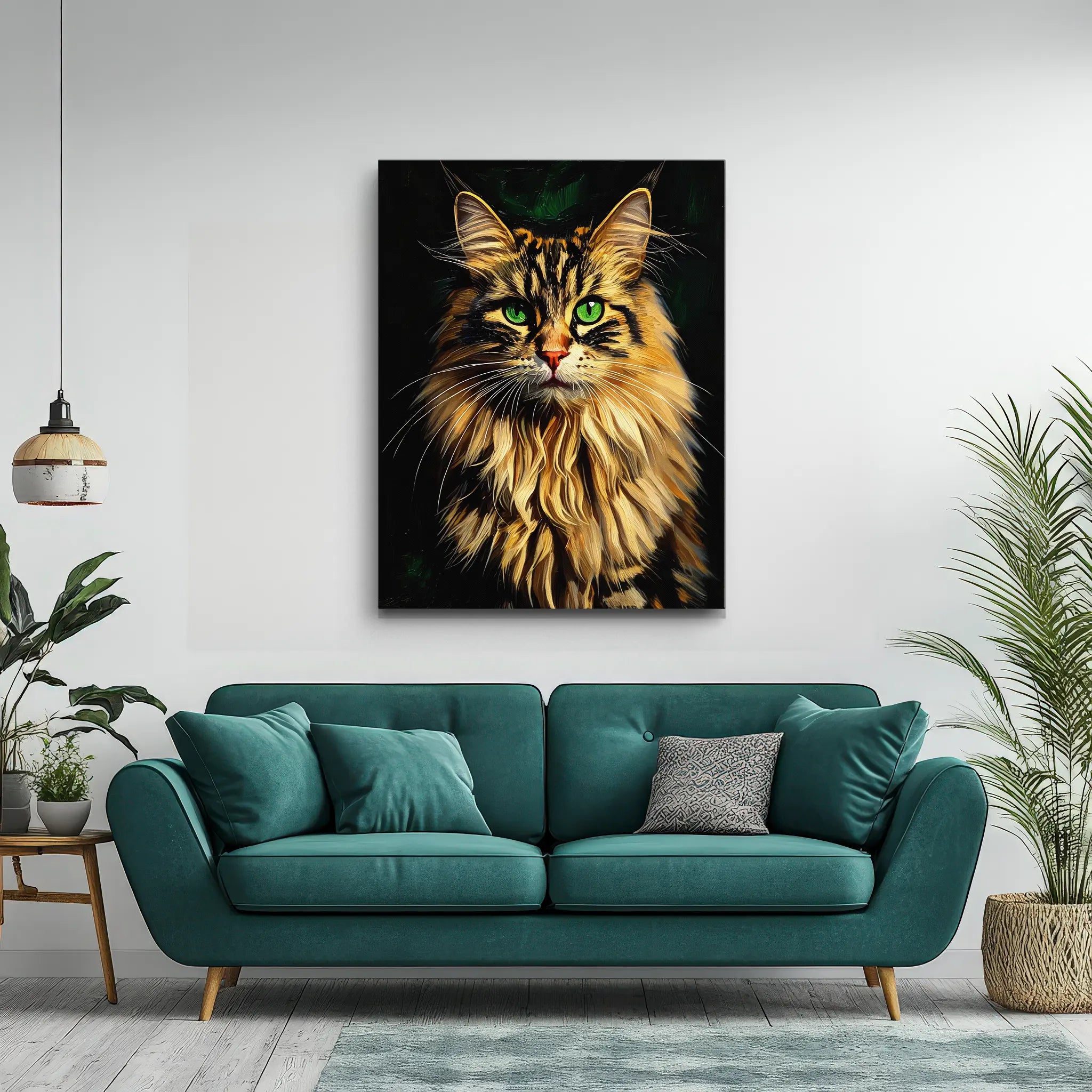 Intense Green-Eyed Tabby Cat Giclée Print 456034 Visual Wall Art AR3:4V-AR4:5V Giclée Print