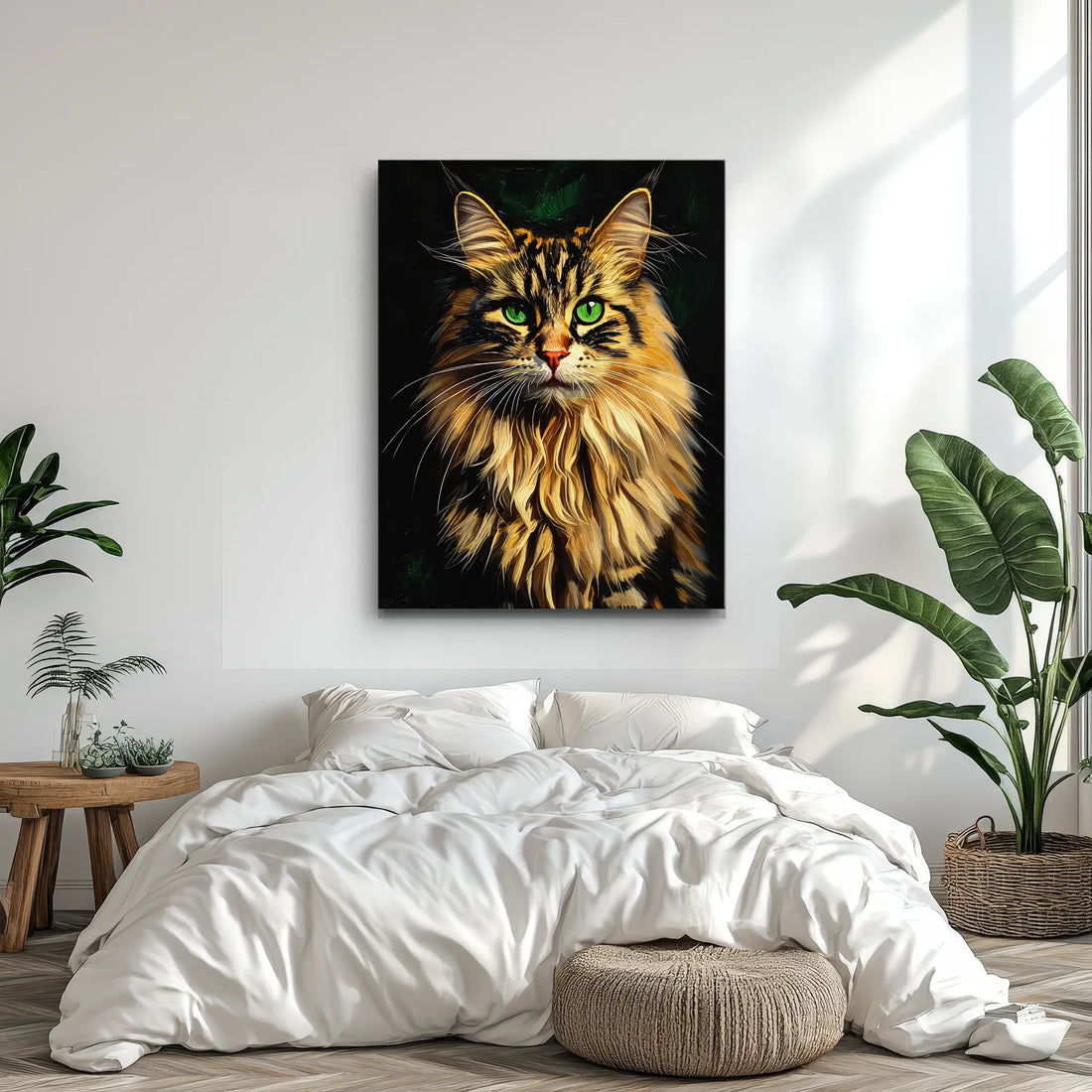 Intense Green-Eyed Tabby Cat Giclée Print 456034 Visual Wall Art AR3:4V-AR4:5V Giclée Print