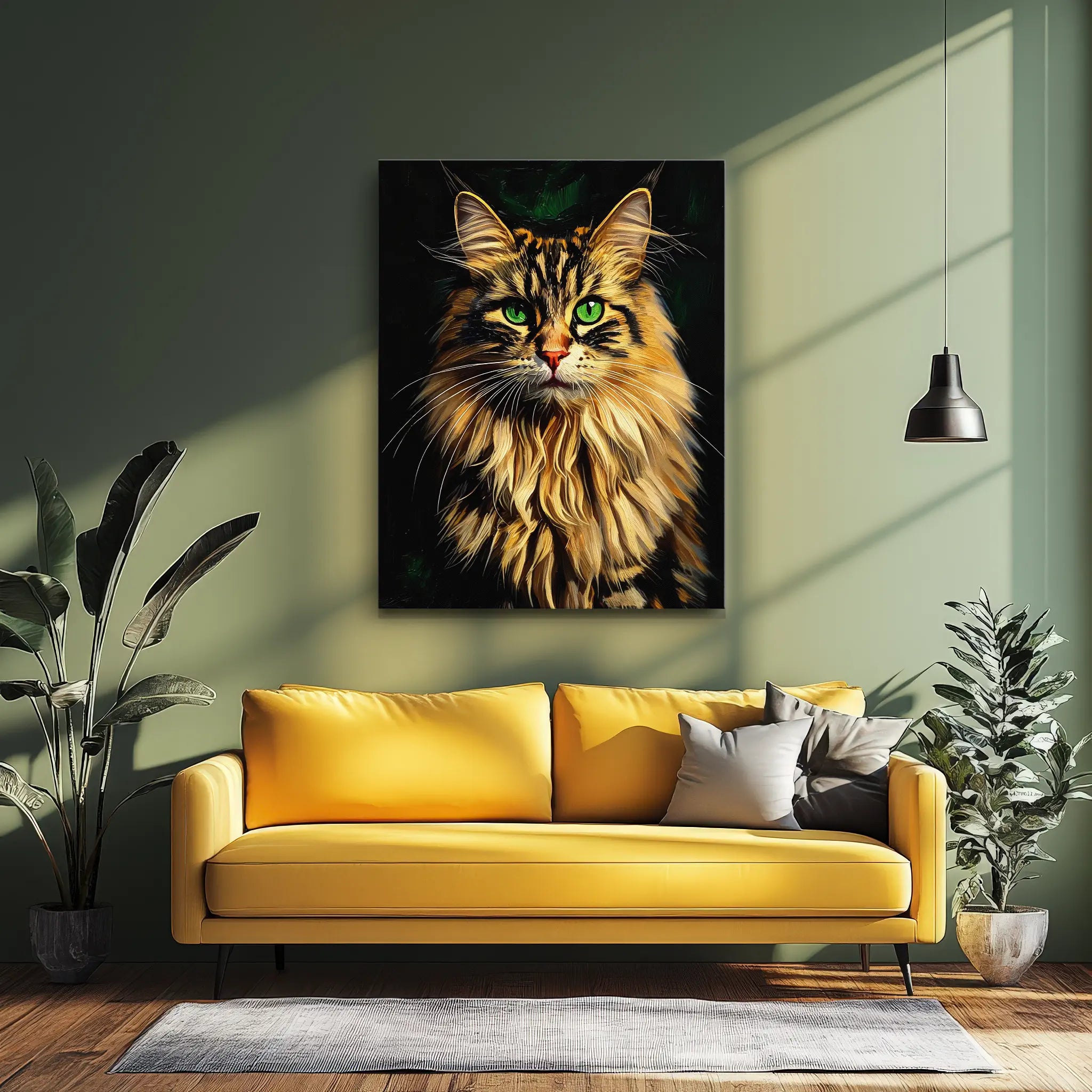 Intense Green-Eyed Tabby Cat Giclée Print 456034 Visual Wall Art AR3:4V-AR4:5V Giclée Print
