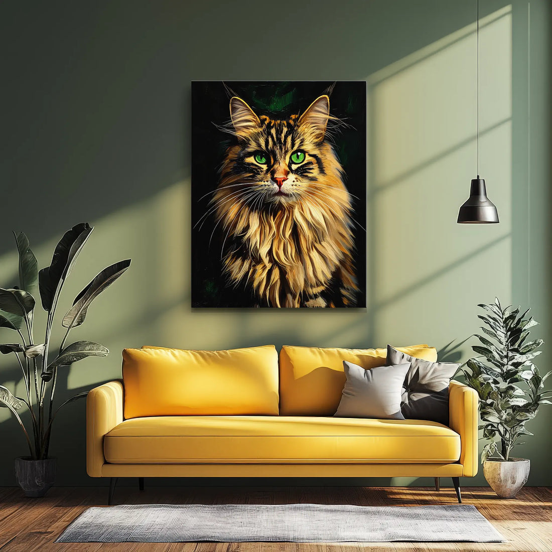 Intense Green-Eyed Tabby Cat Giclée Print 456034 Visual Wall Art AR3:4V-AR4:5V Giclée Print