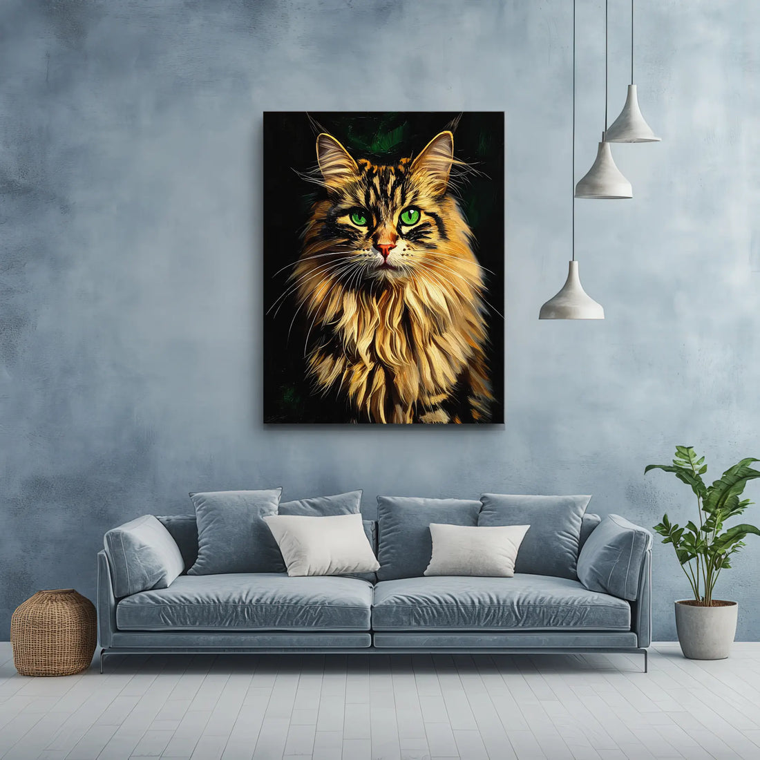 Intense Green-Eyed Tabby Cat Giclée Print 456034 Visual Wall Art AR3:4V-AR4:5V Giclée Print